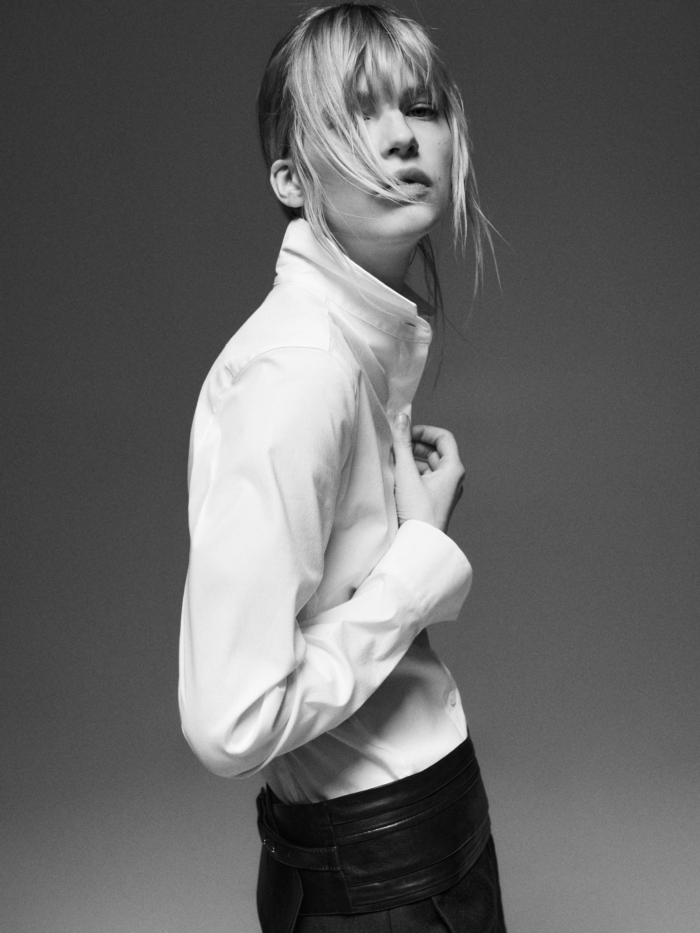 Cotton blend stretch shirt — WHITE