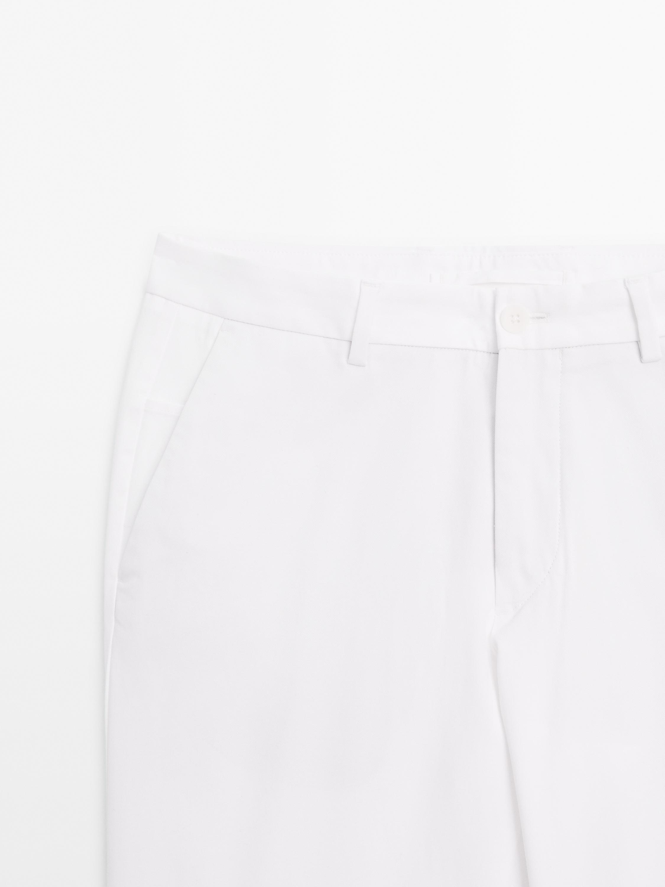 Cotton blend slim fit trousers