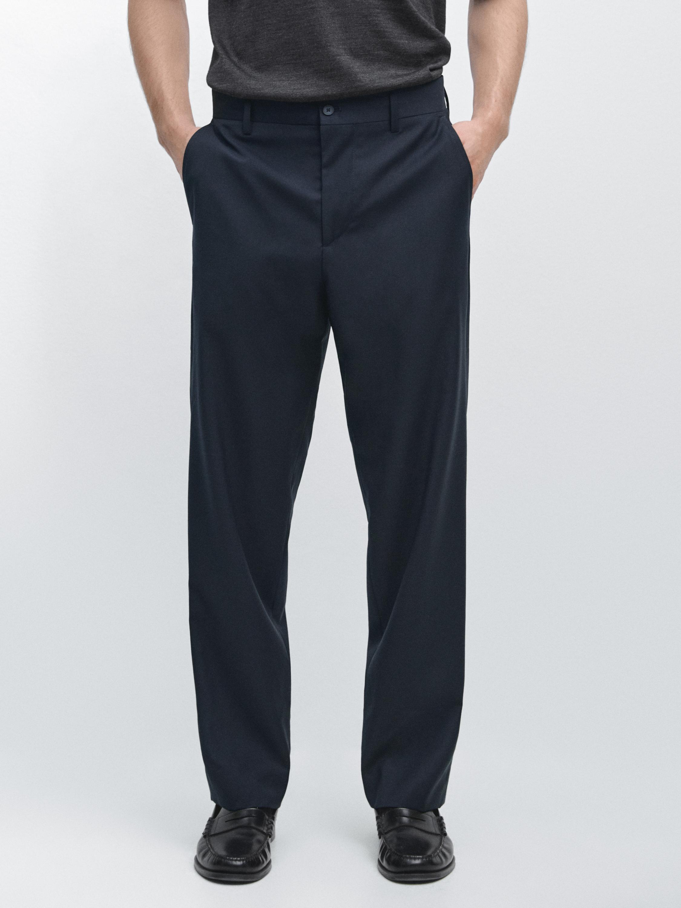 Pantalón traje wide leg lana