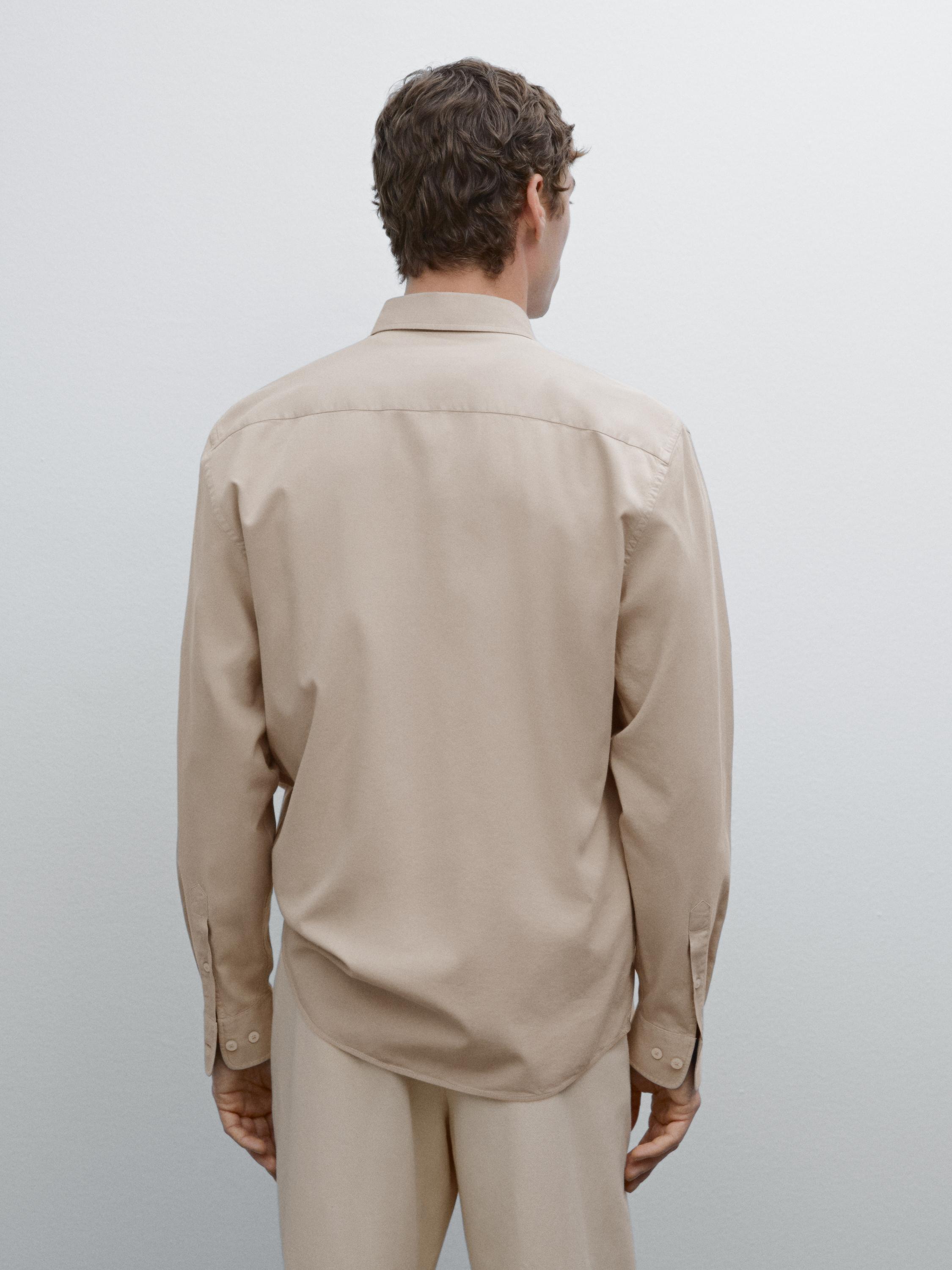 Cotton blend regular fit twill shirt