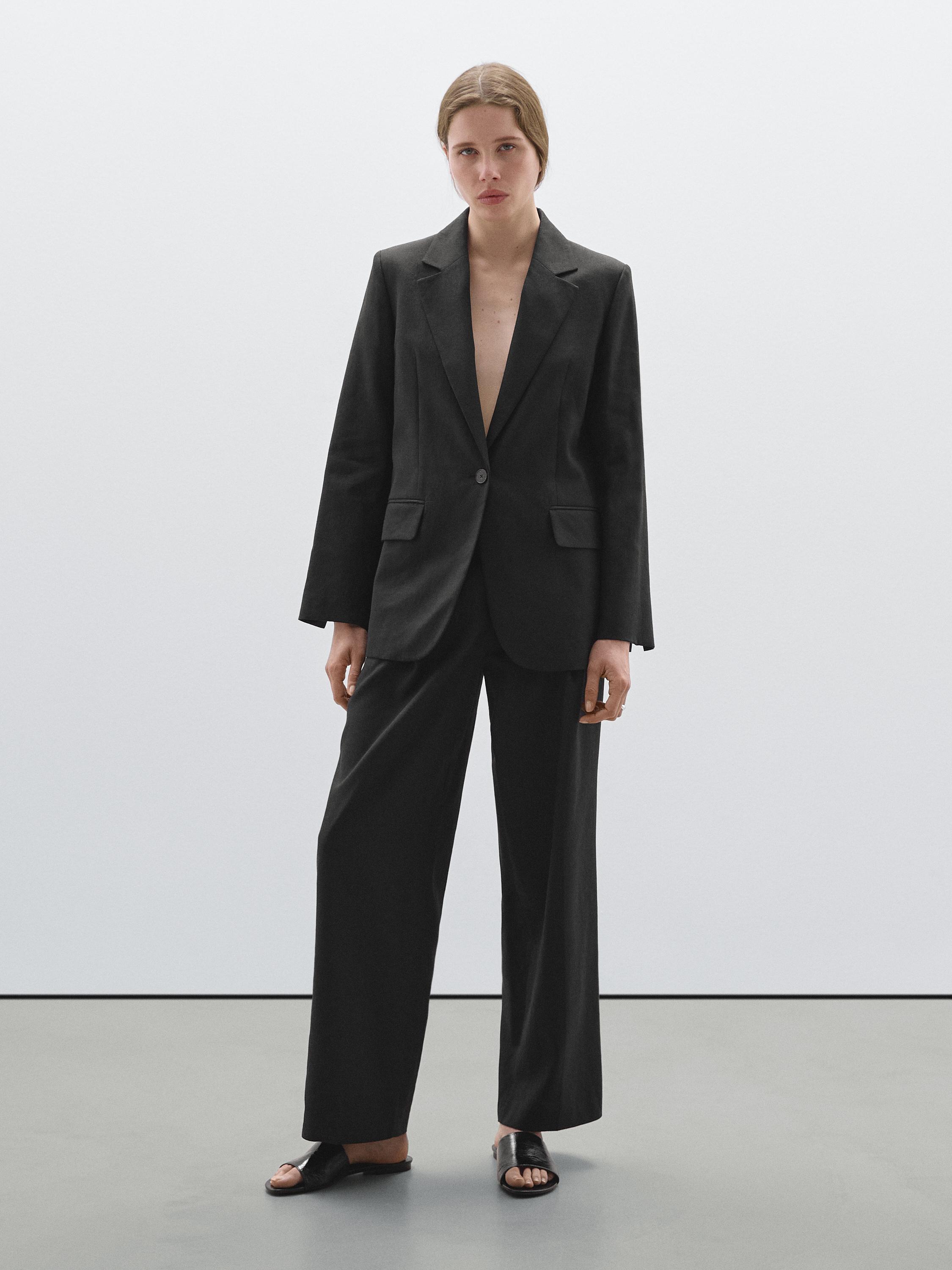 Linen blend suit blazer