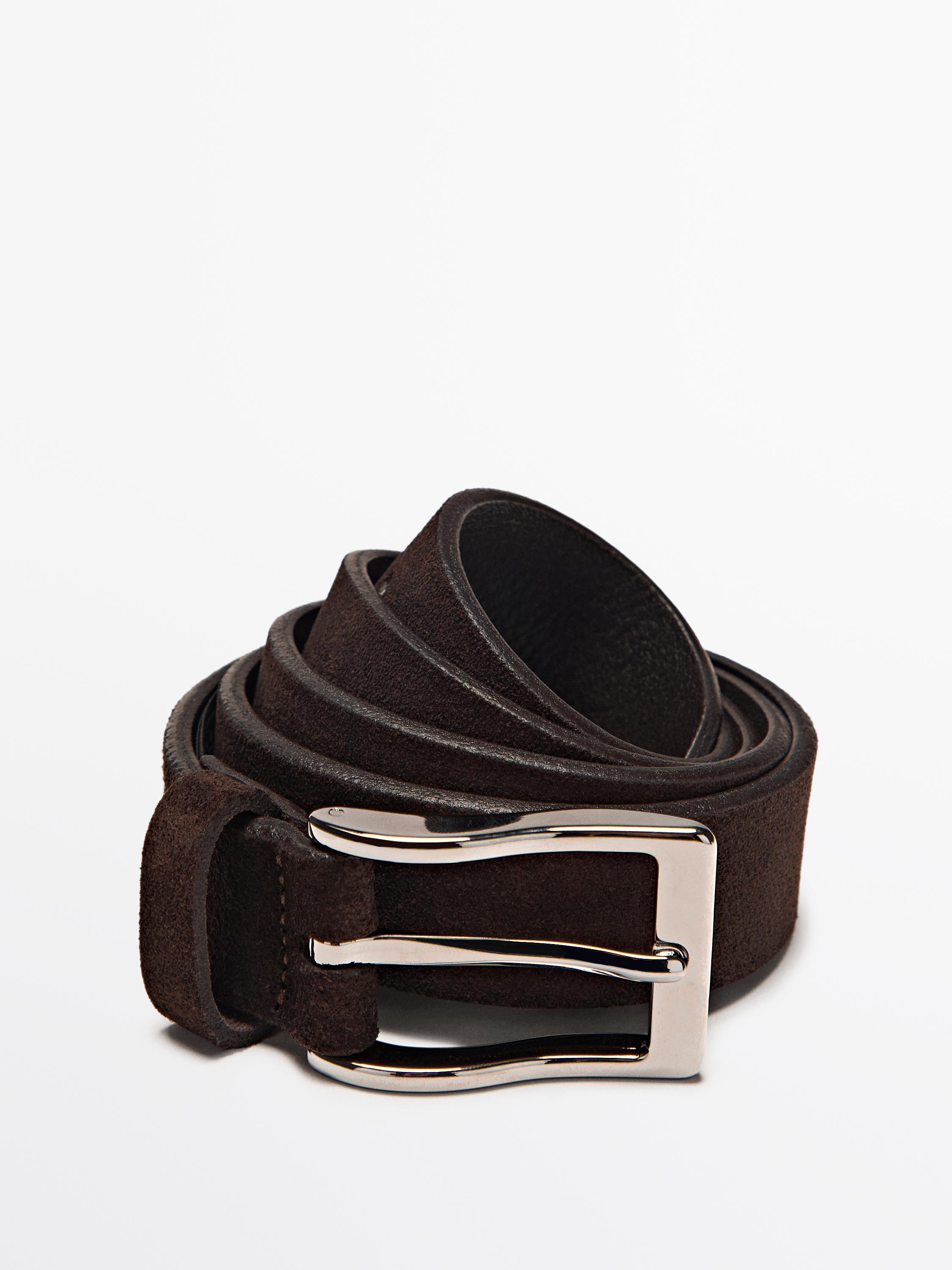 Plush nappa leather belt — BROWN