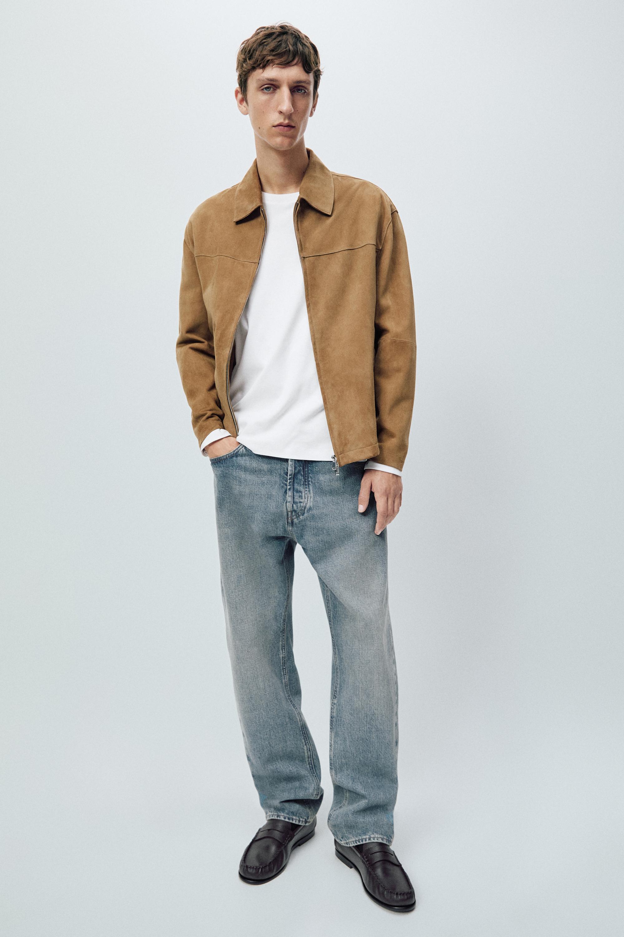 Suede leather jacket — Light Beige