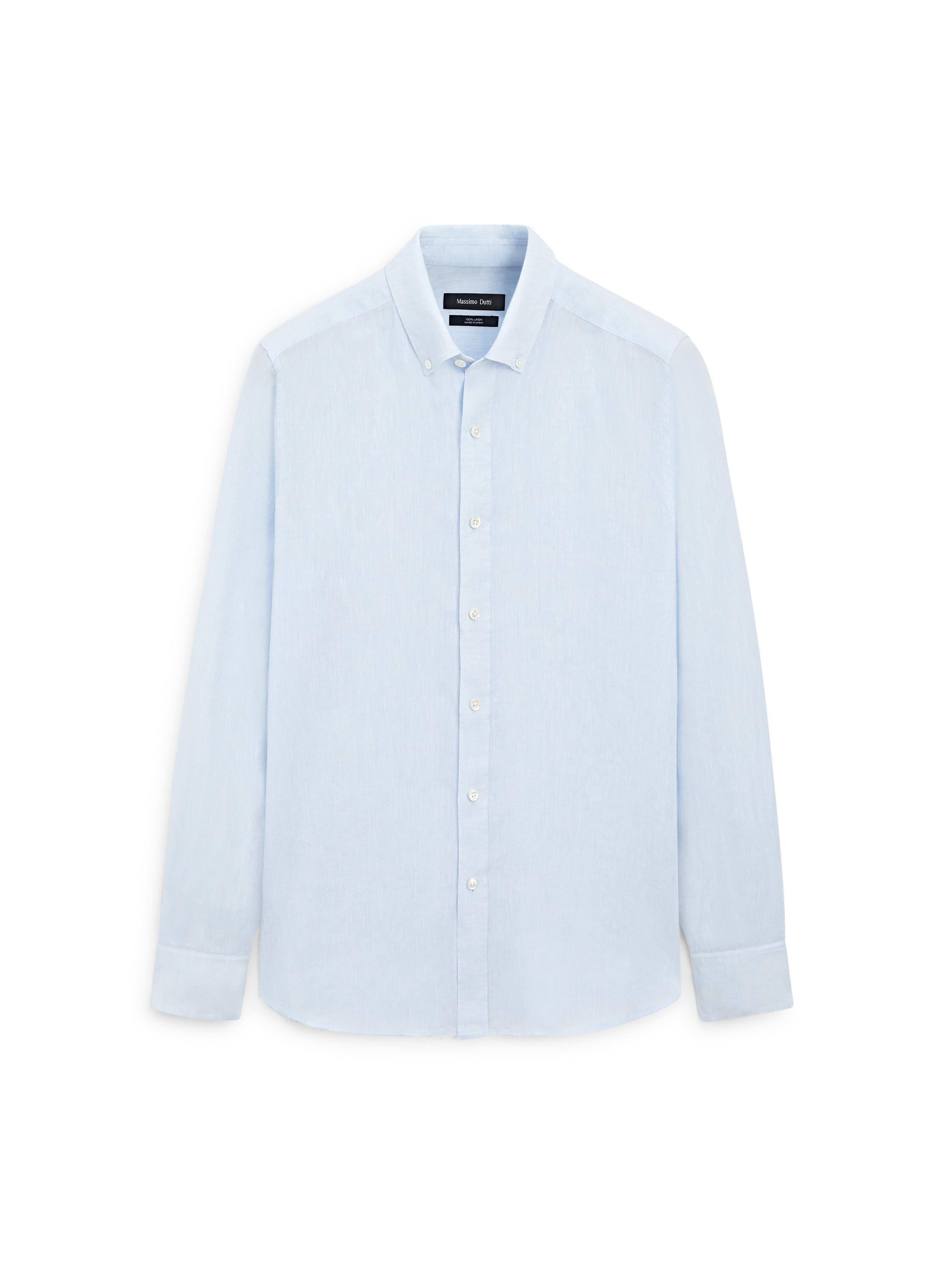 100% linen regular fit shirt — SKY BLUE
