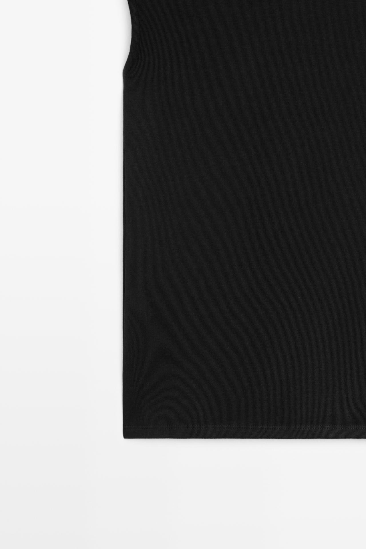 Stretch top with funnel neck — BLACK