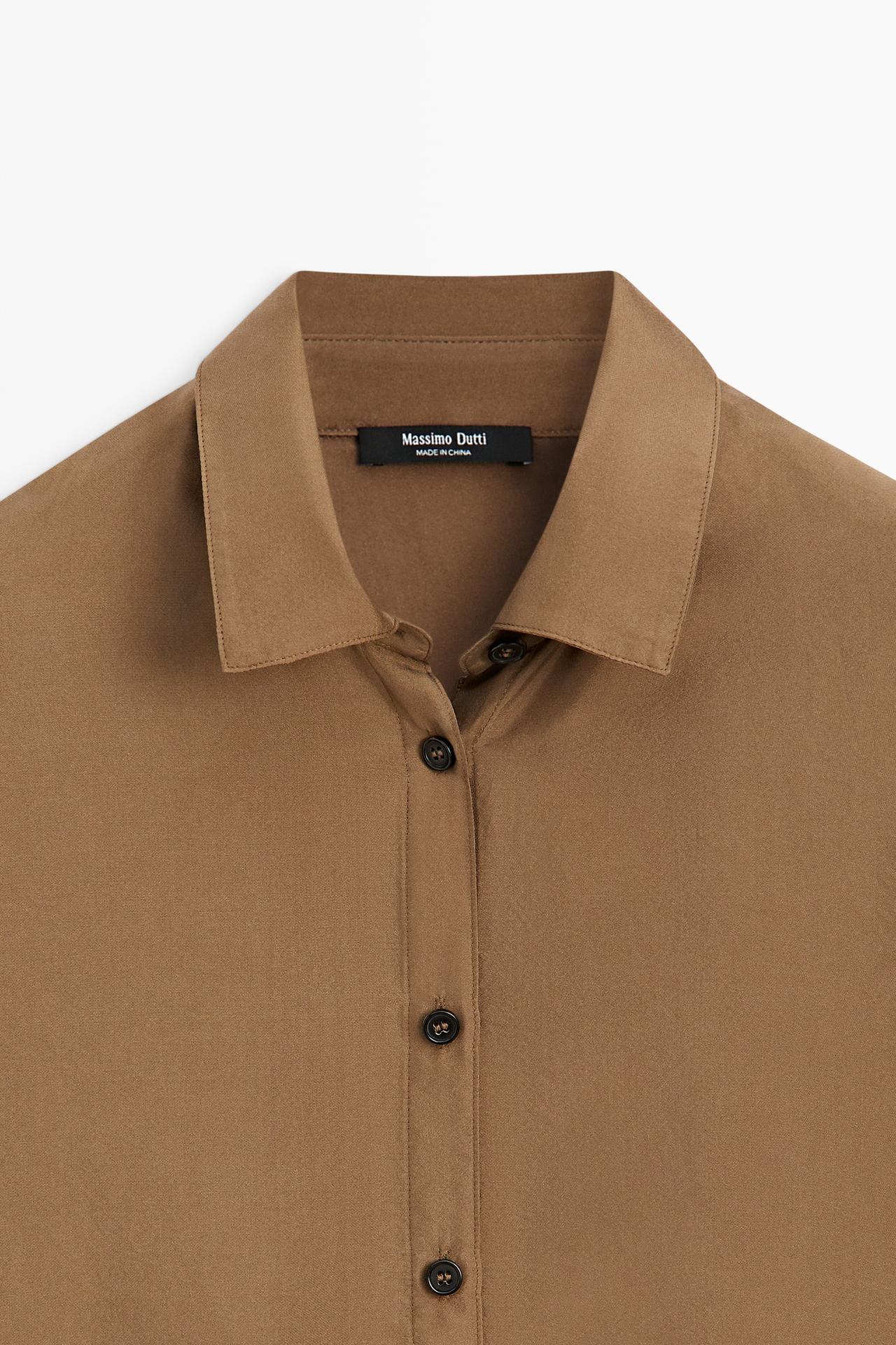 Flowing 100% silk shirt — TOFFEE
