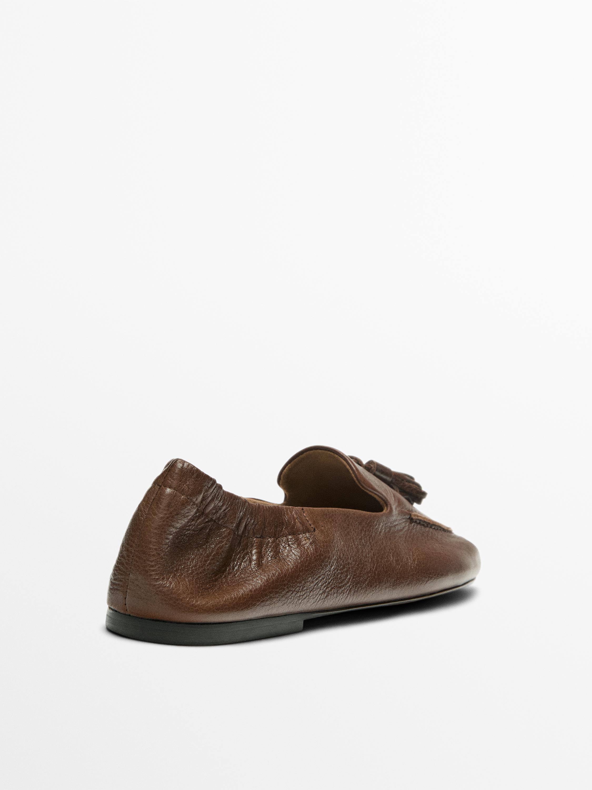 Leather tassel loafers — HAZELNUT BROWN