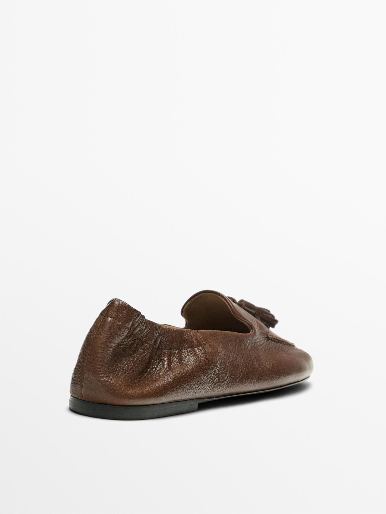 Leather tassel loafers — HAZELNUT BROWN