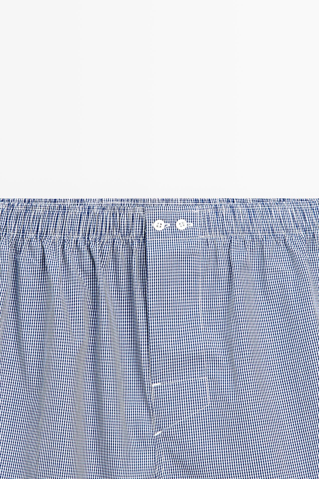 100% cotton micro-check boxers — NAVY BLUE