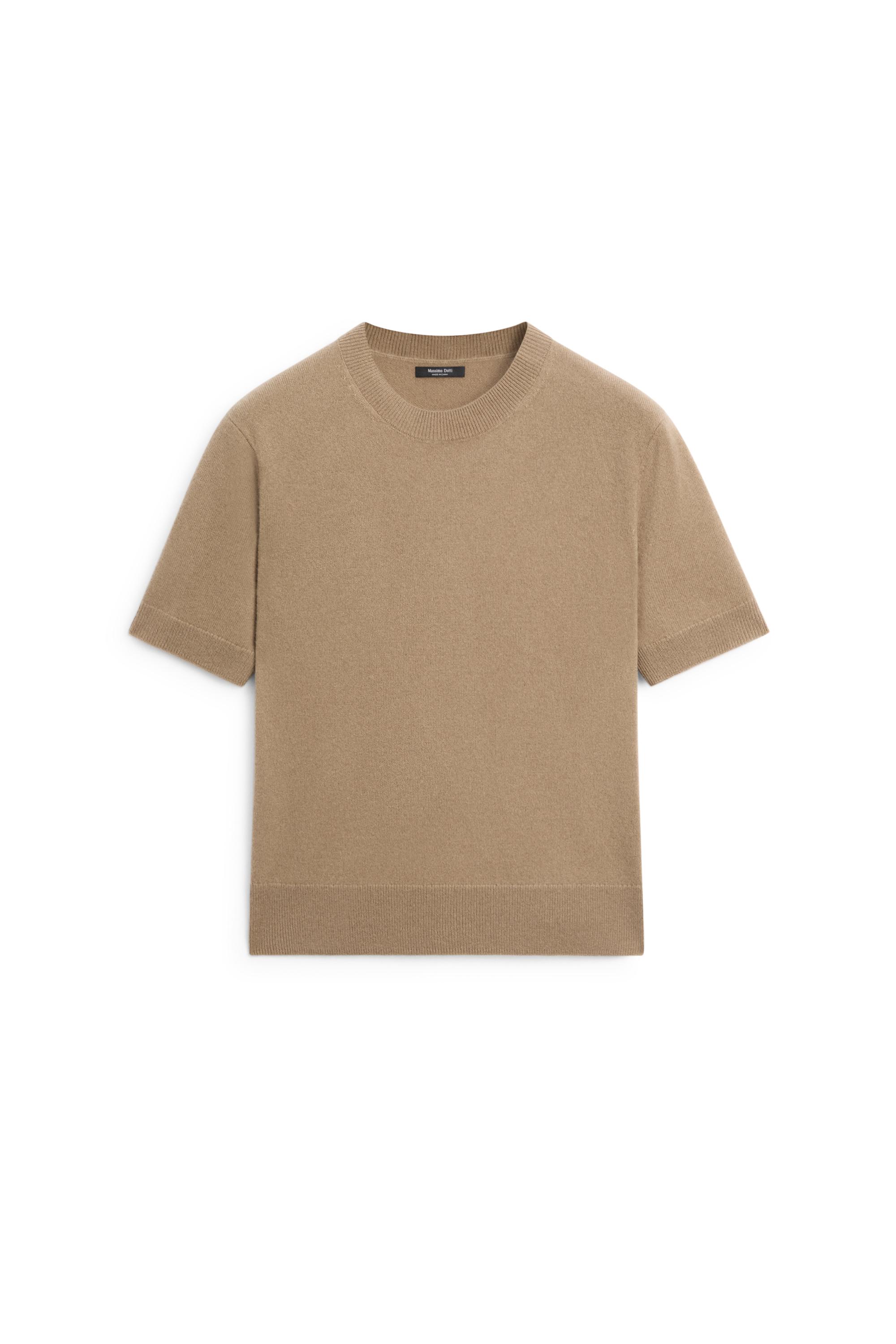Wool blend short-sleeve knit sweater — GREENISH