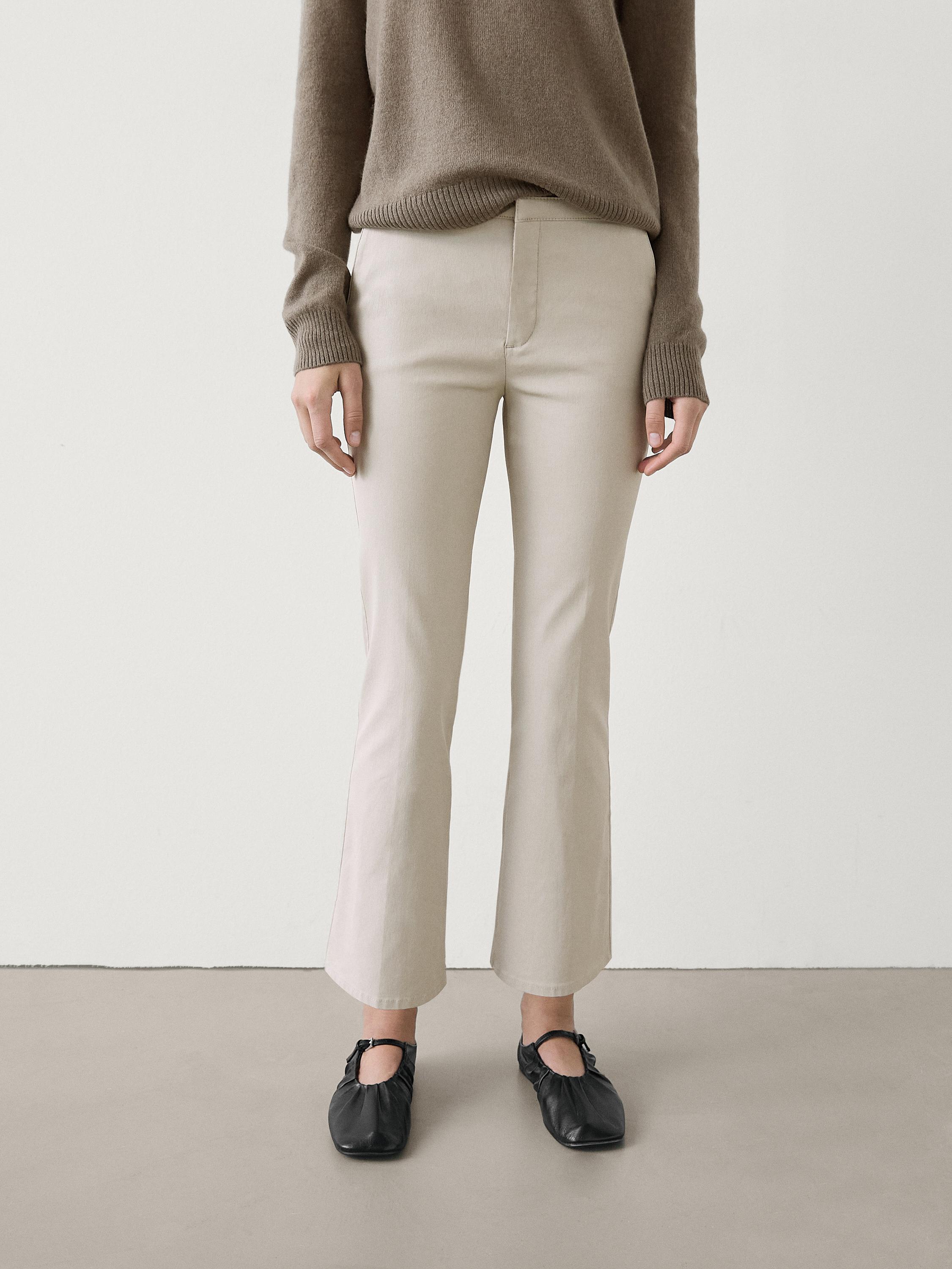 Waxed flare fit cropped trousers