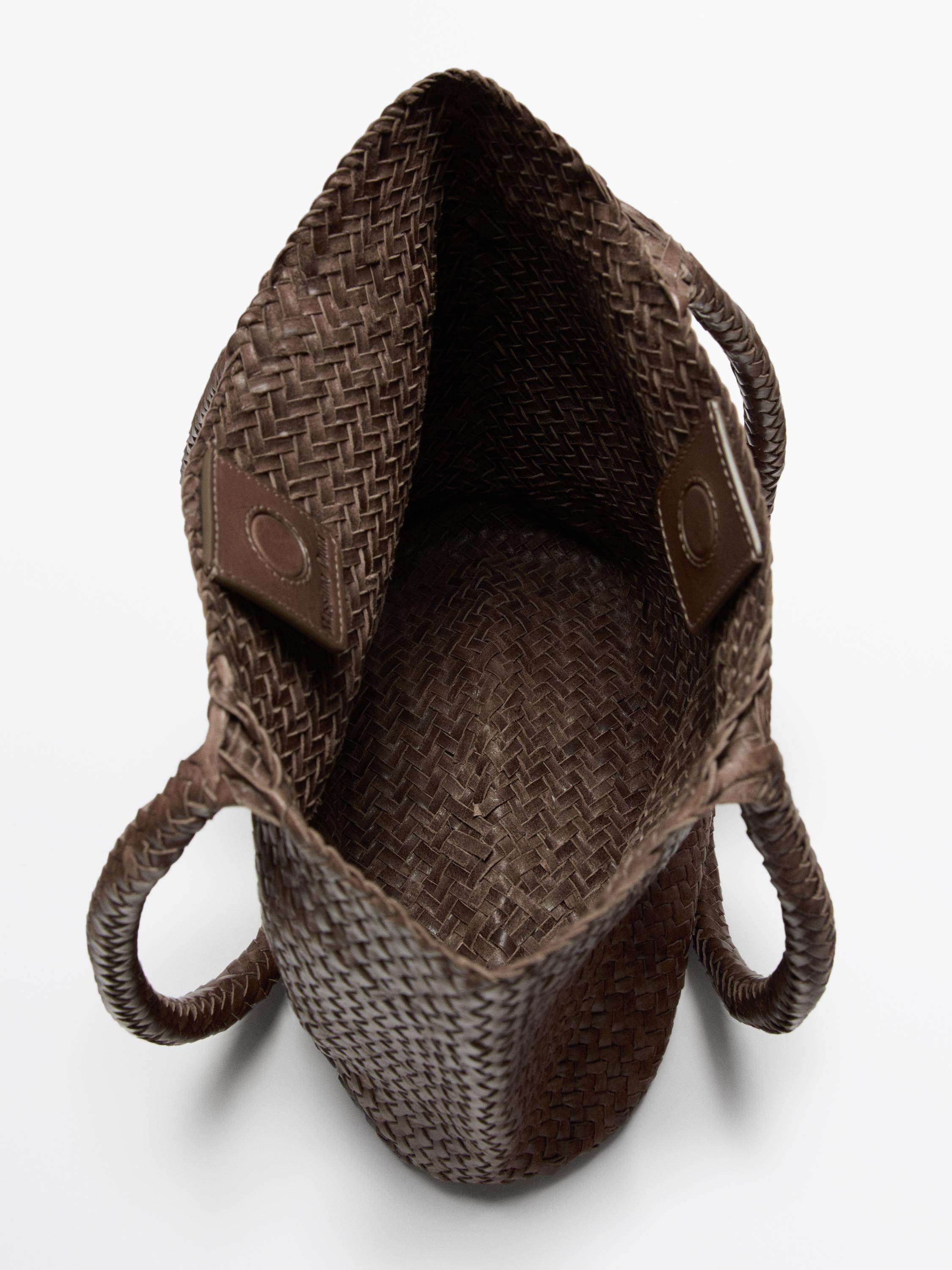 Braided nappa leather medium tote bag