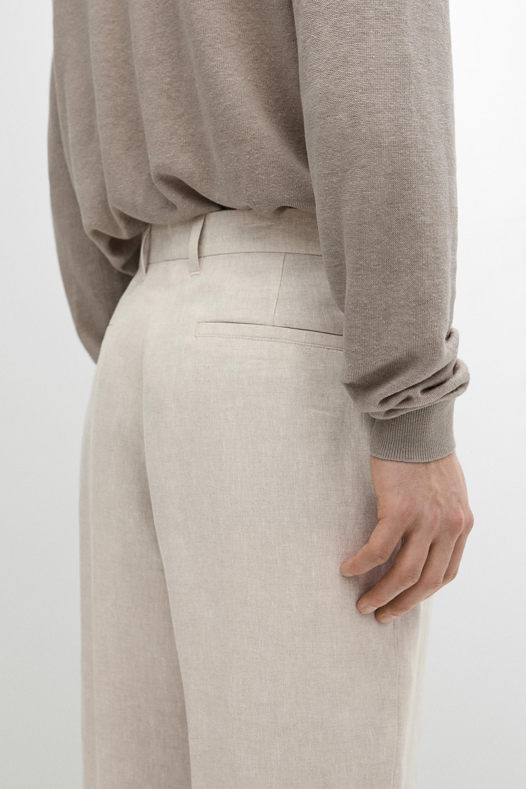 Linen suit trousers — CREAM