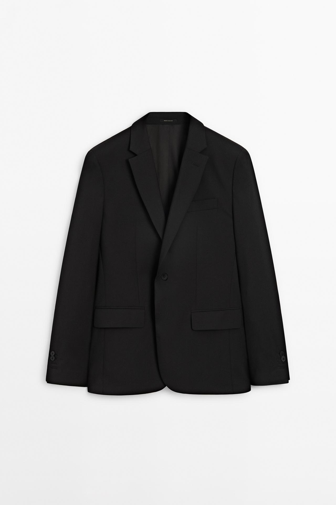 100% cool wool suit blazer — BLACK