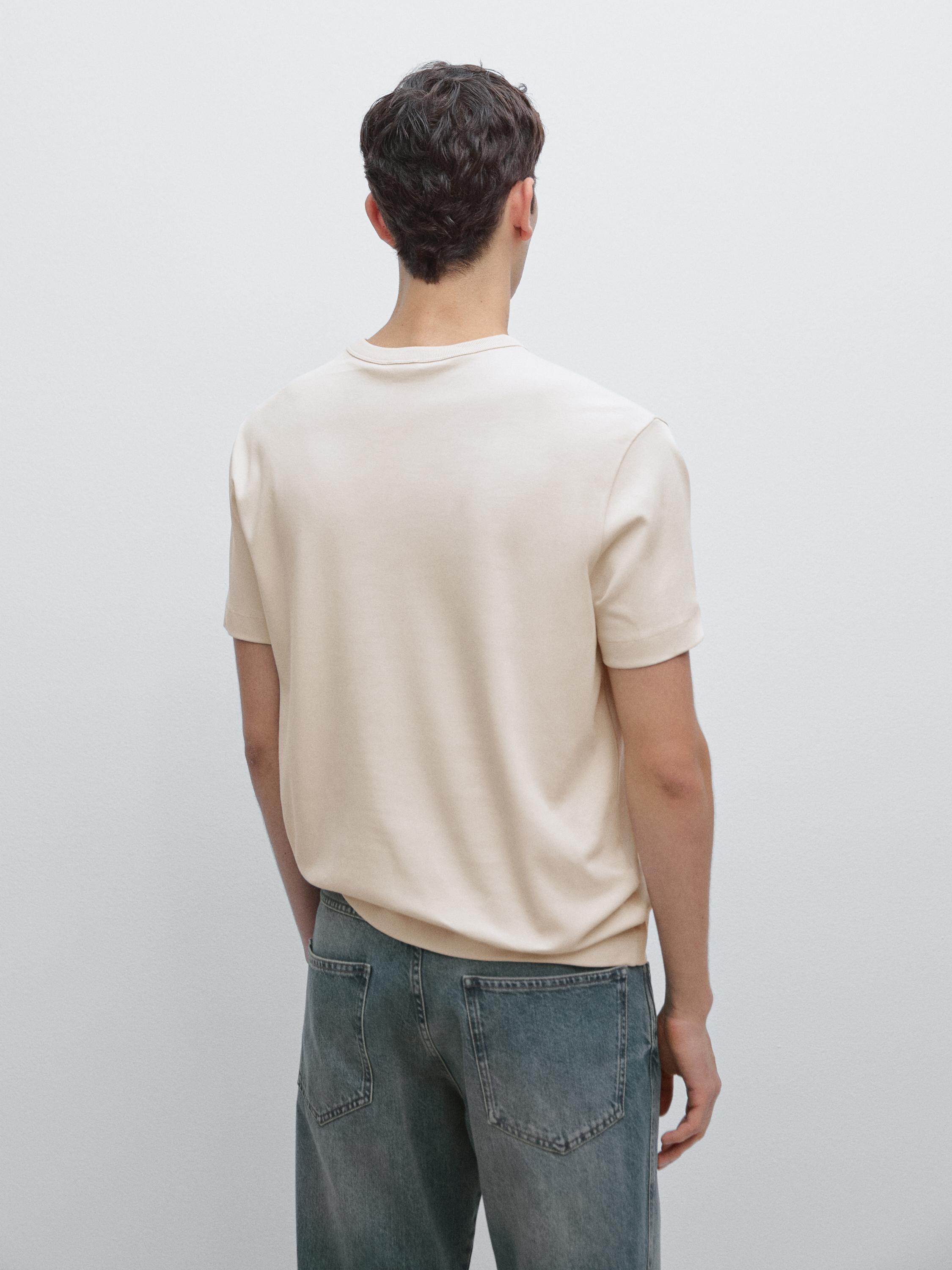 100% cotton short-sleeve T-shirt — STONE