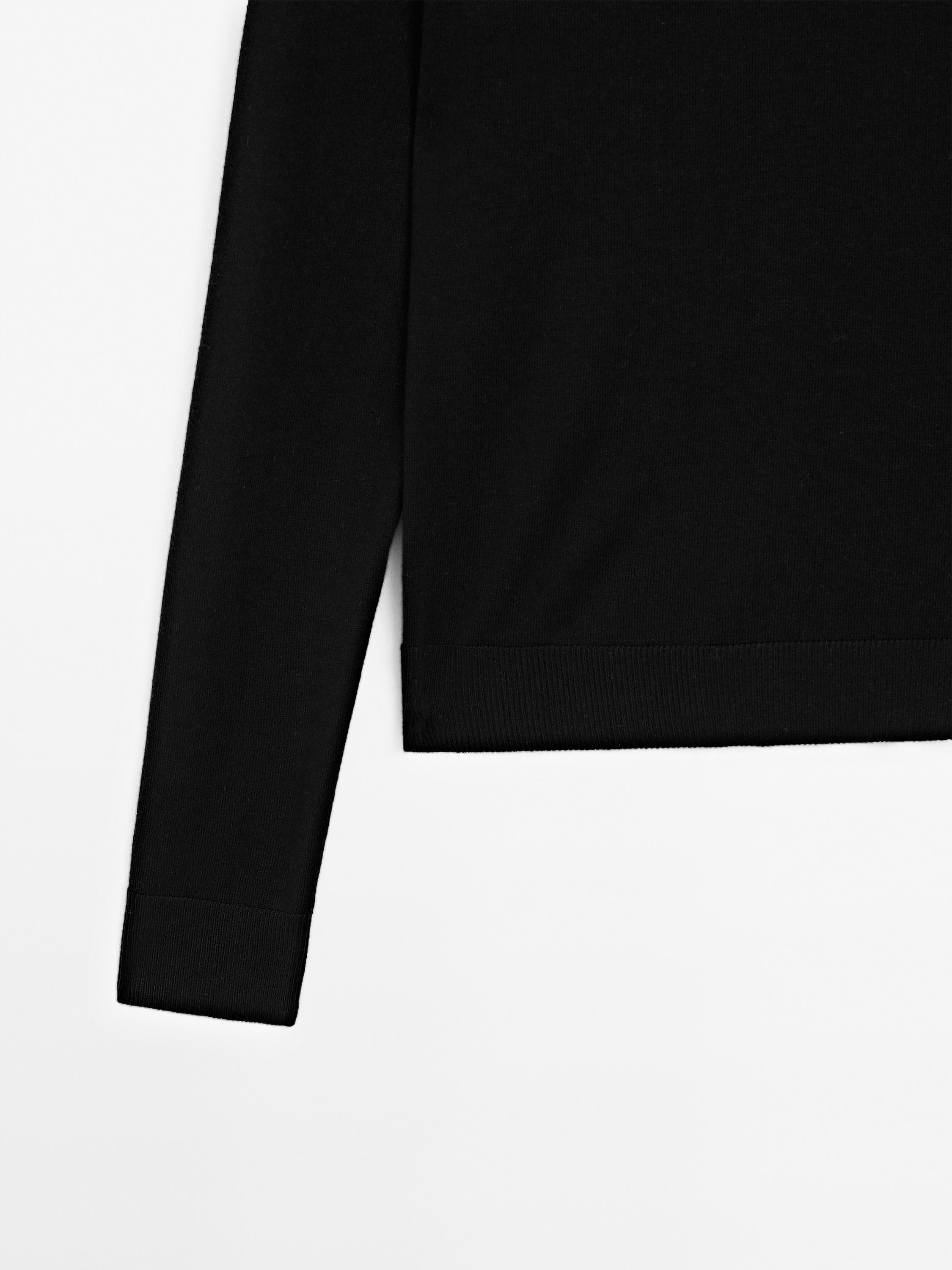High neck wool blend sweater