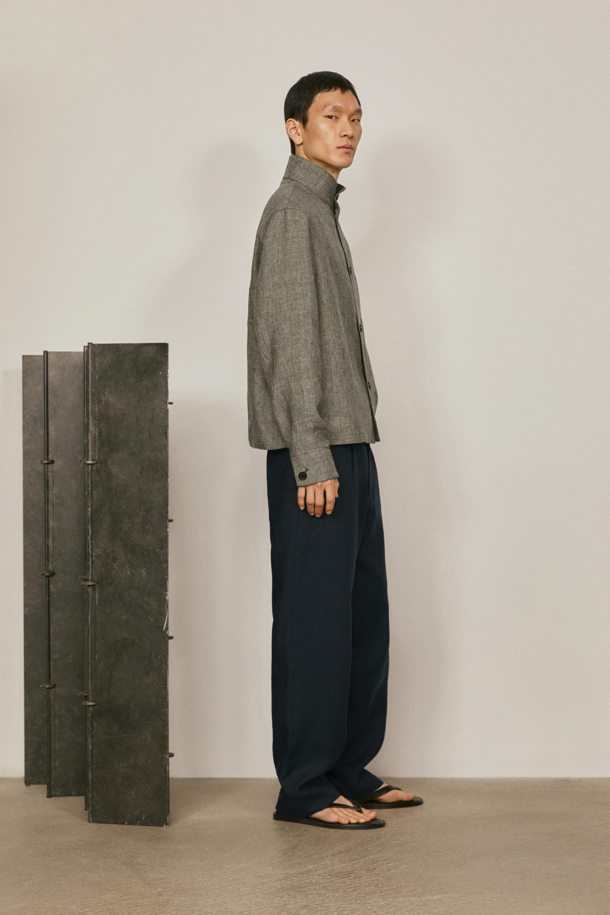 Linen bomber jacket with herringbone detail - LIMITED EDITION