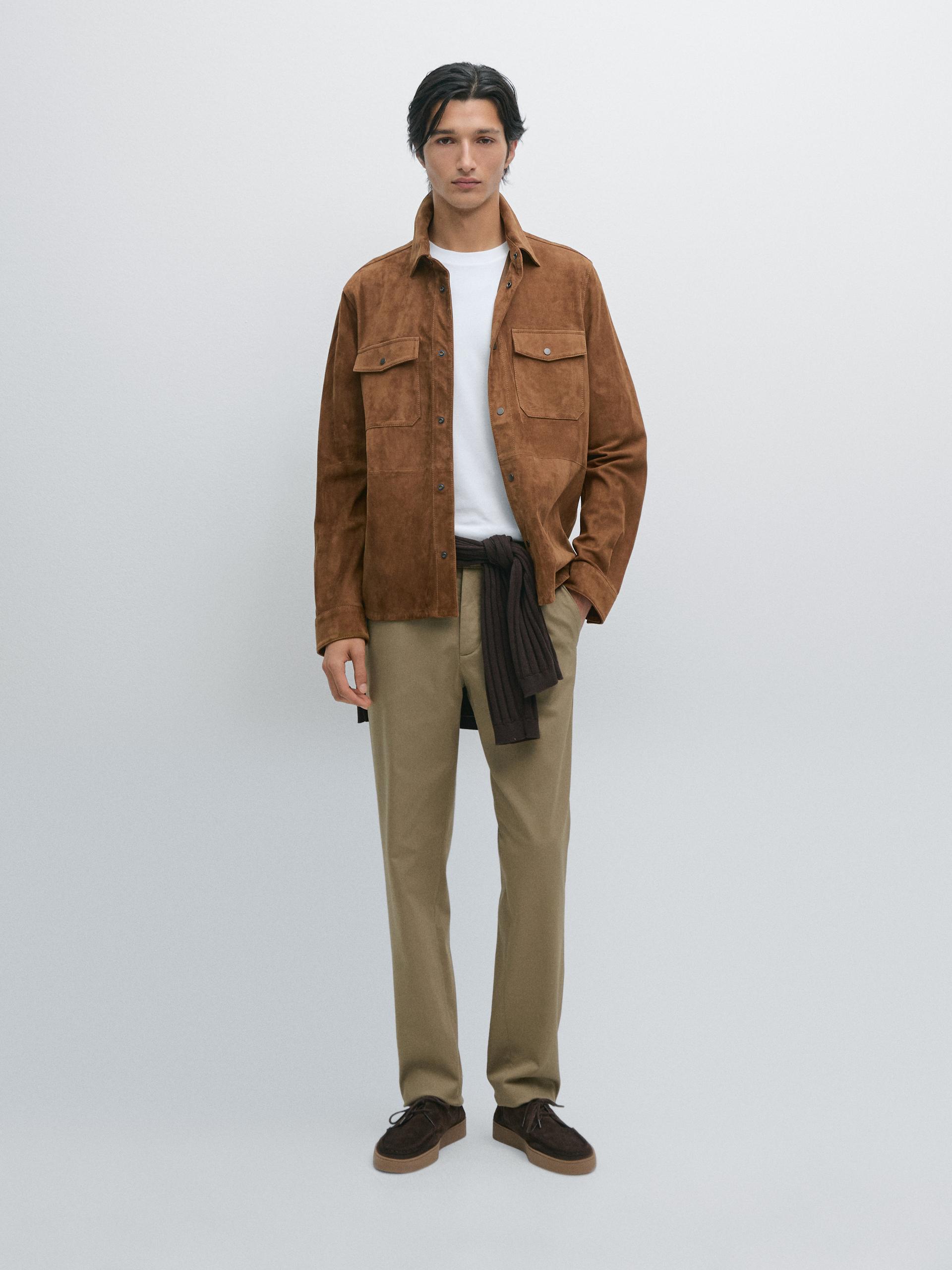 Pantalon Slim Texturé - Brun Vigoré - 40 - Massimo Dutti - Homme