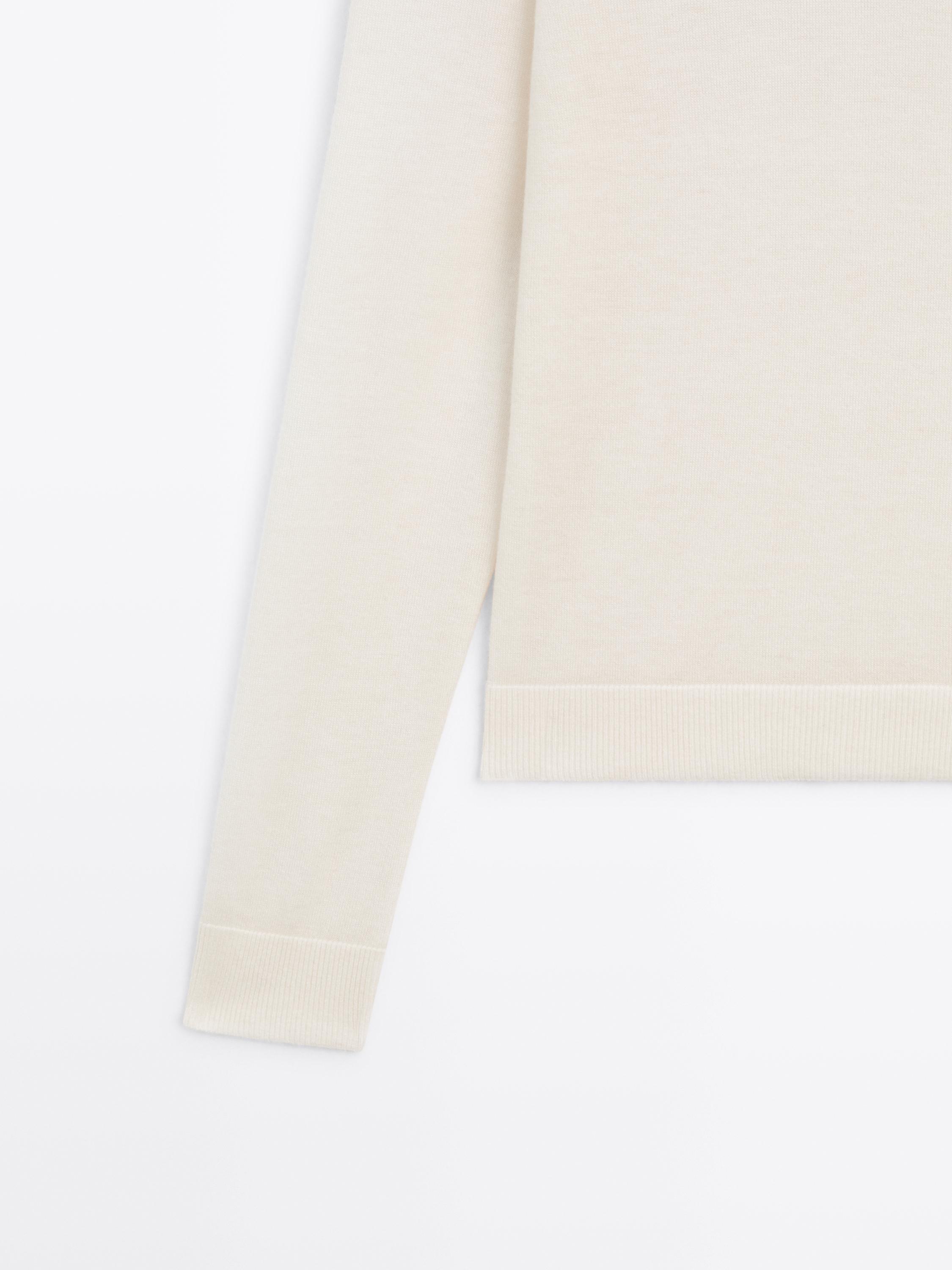 High neck wool blend sweater