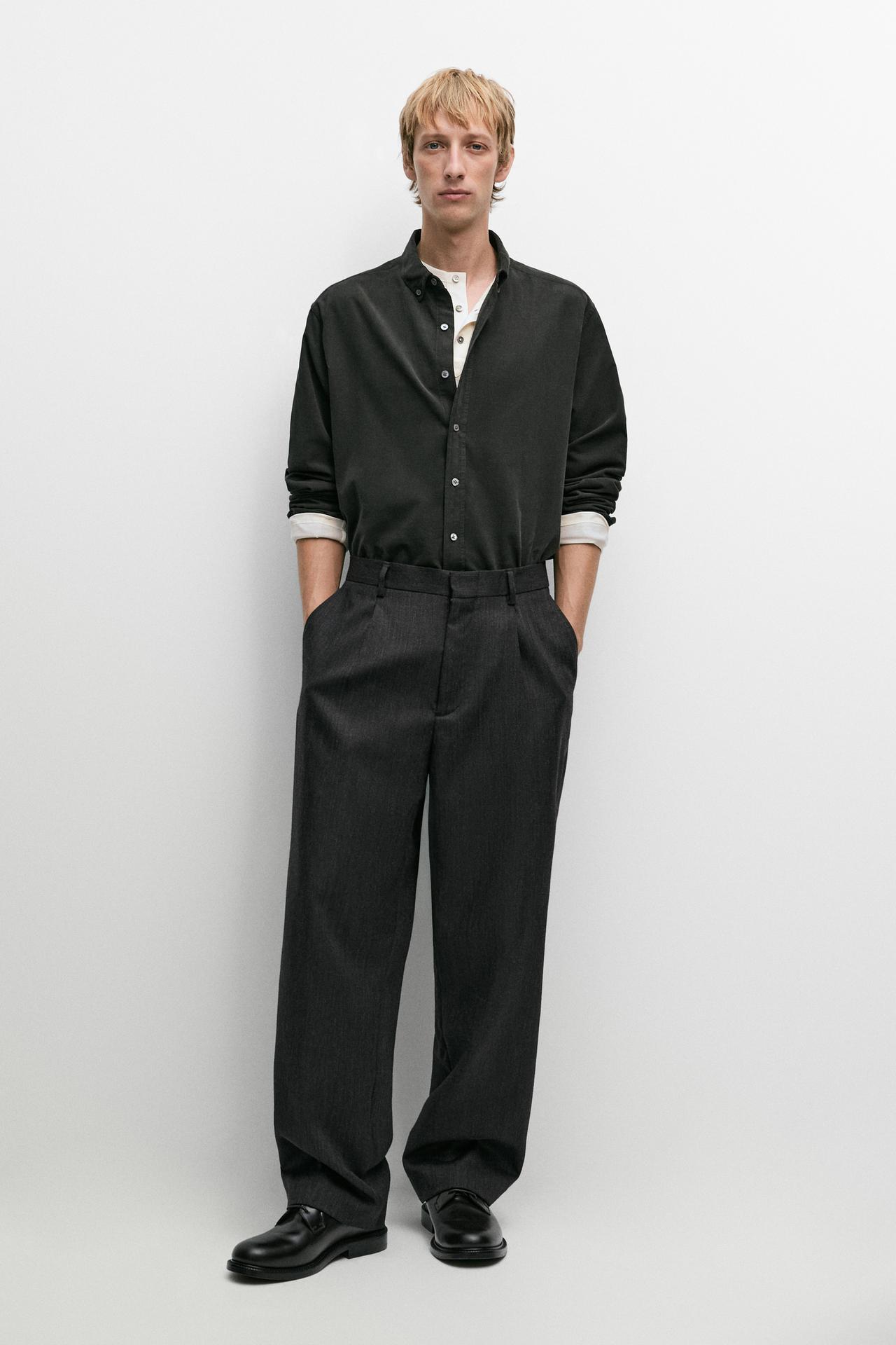 Regular fit needlecord shirt — PETROL BLUE
