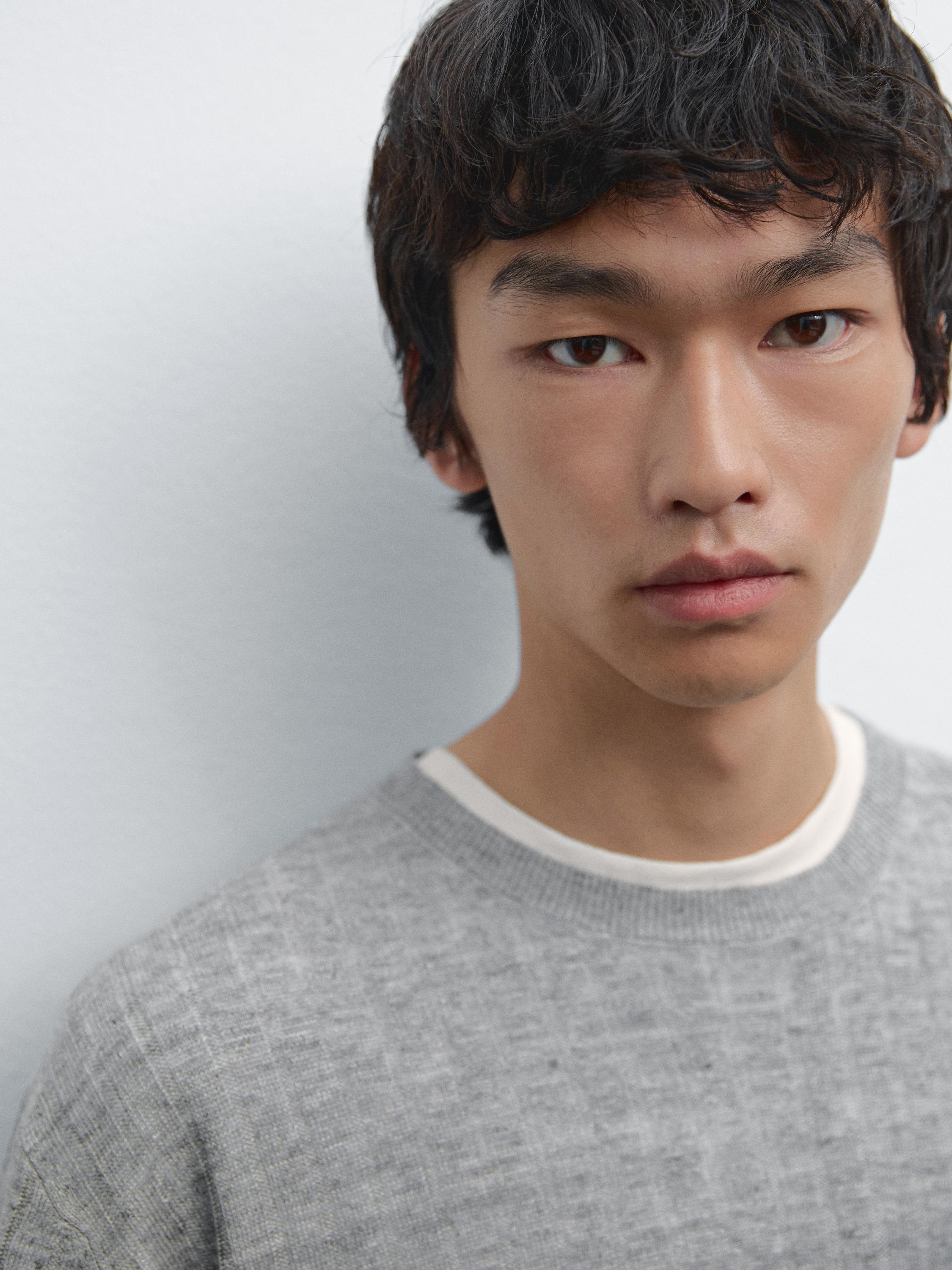 100% linen ribbed knit T-shirt