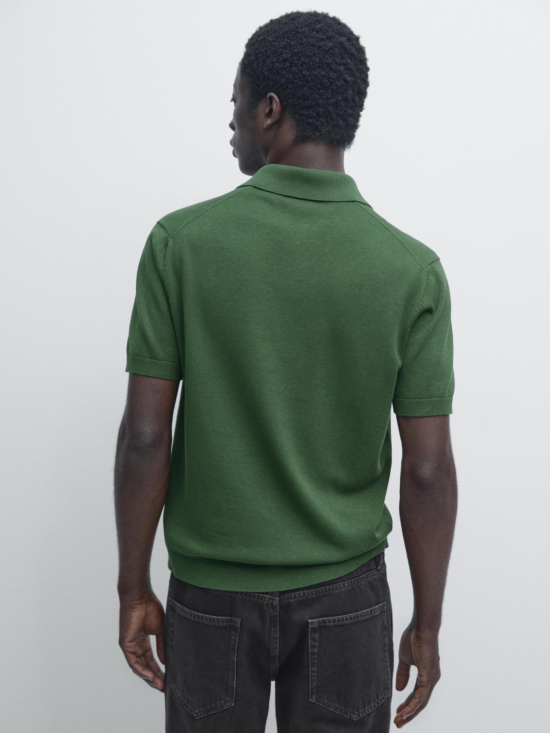 Cotton blend knit polo sweater — DUCK GREEN