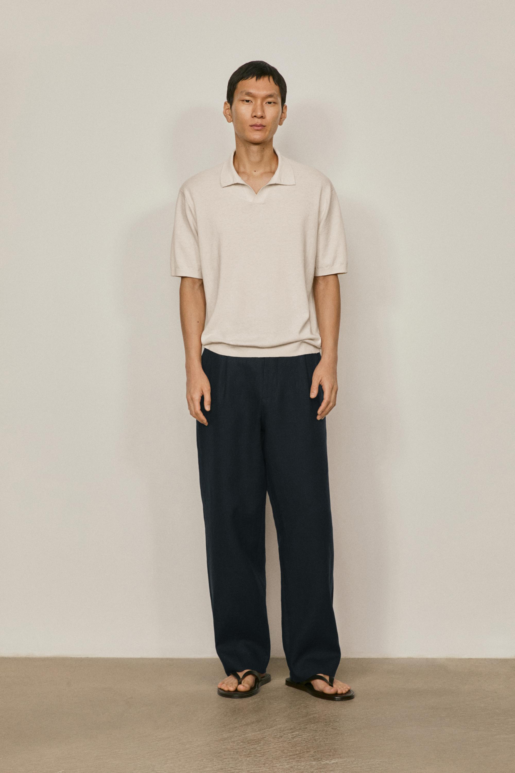 Cotton and linen knit polo sweater - LIMITED EDITION — CREAM