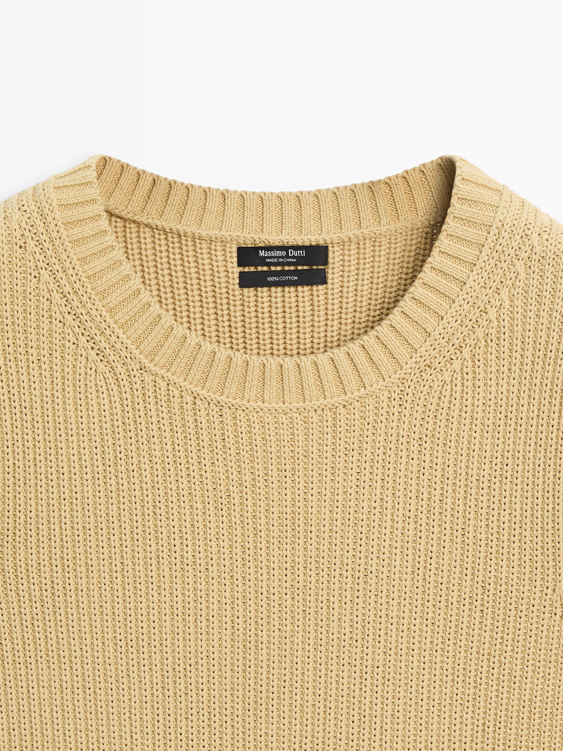 Cotton knit crew neck vest — GREENISH
