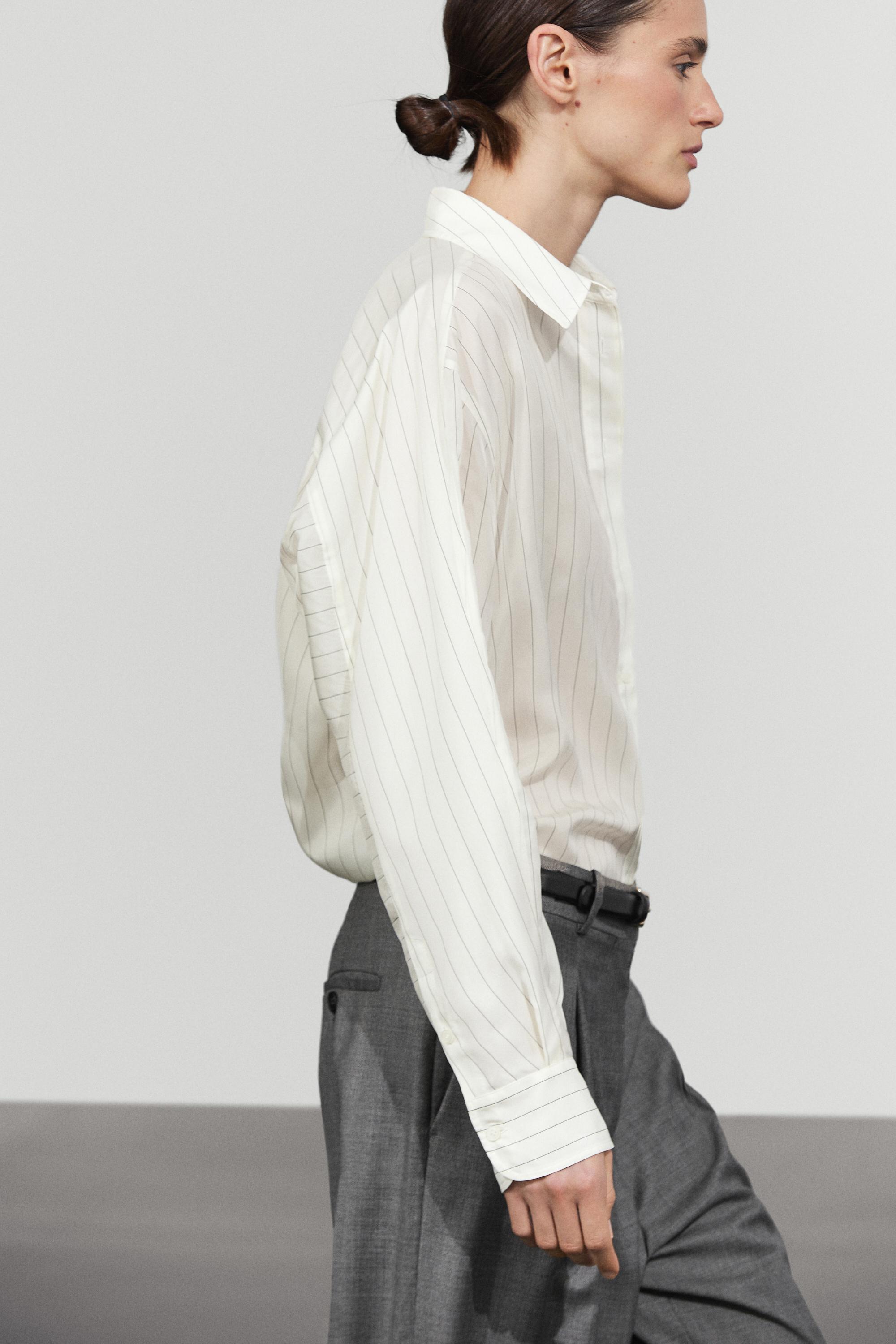 Striped flowing shirt with pocket detail
