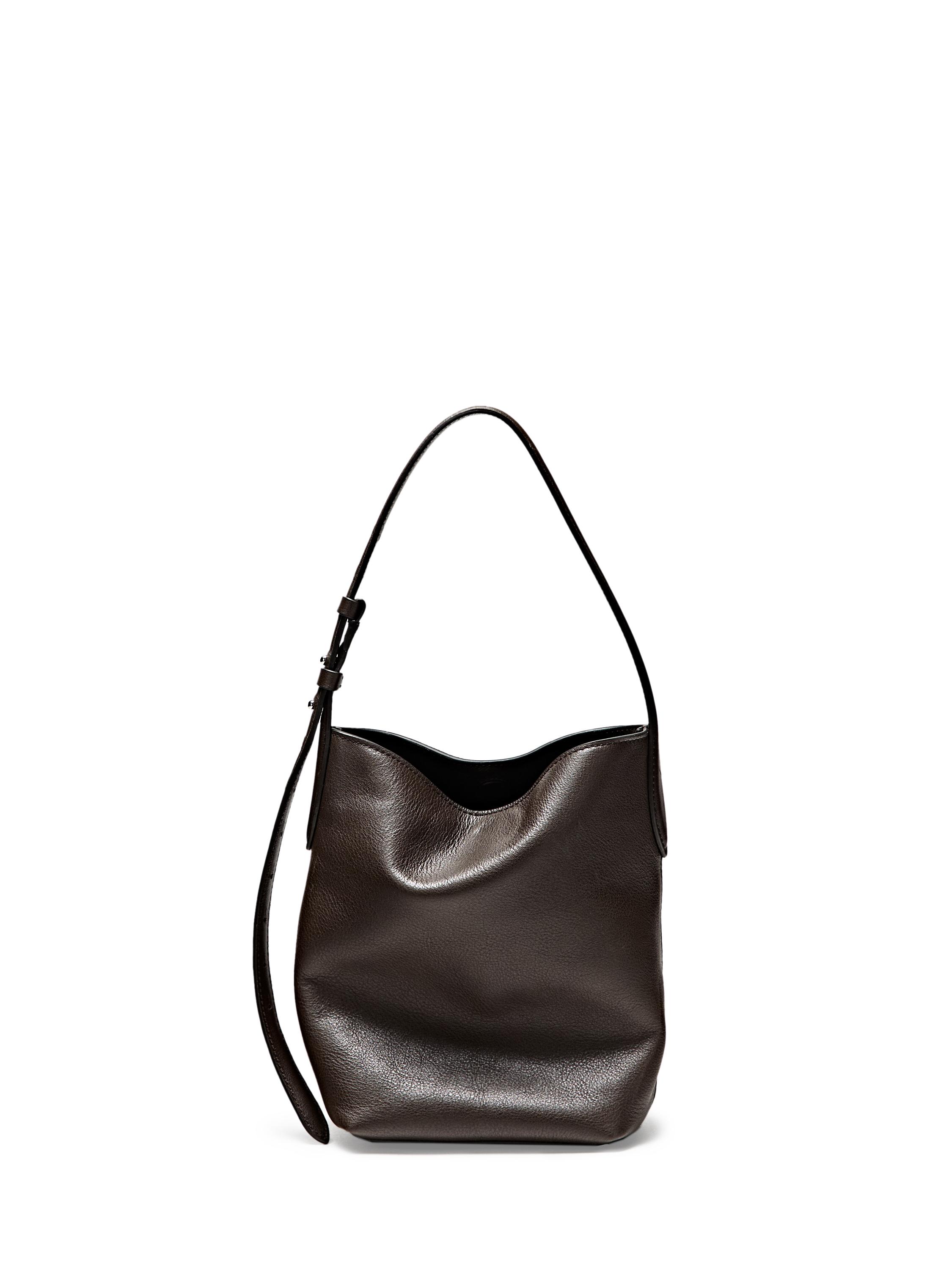 Nappa leather mini bucket bag — BROWN