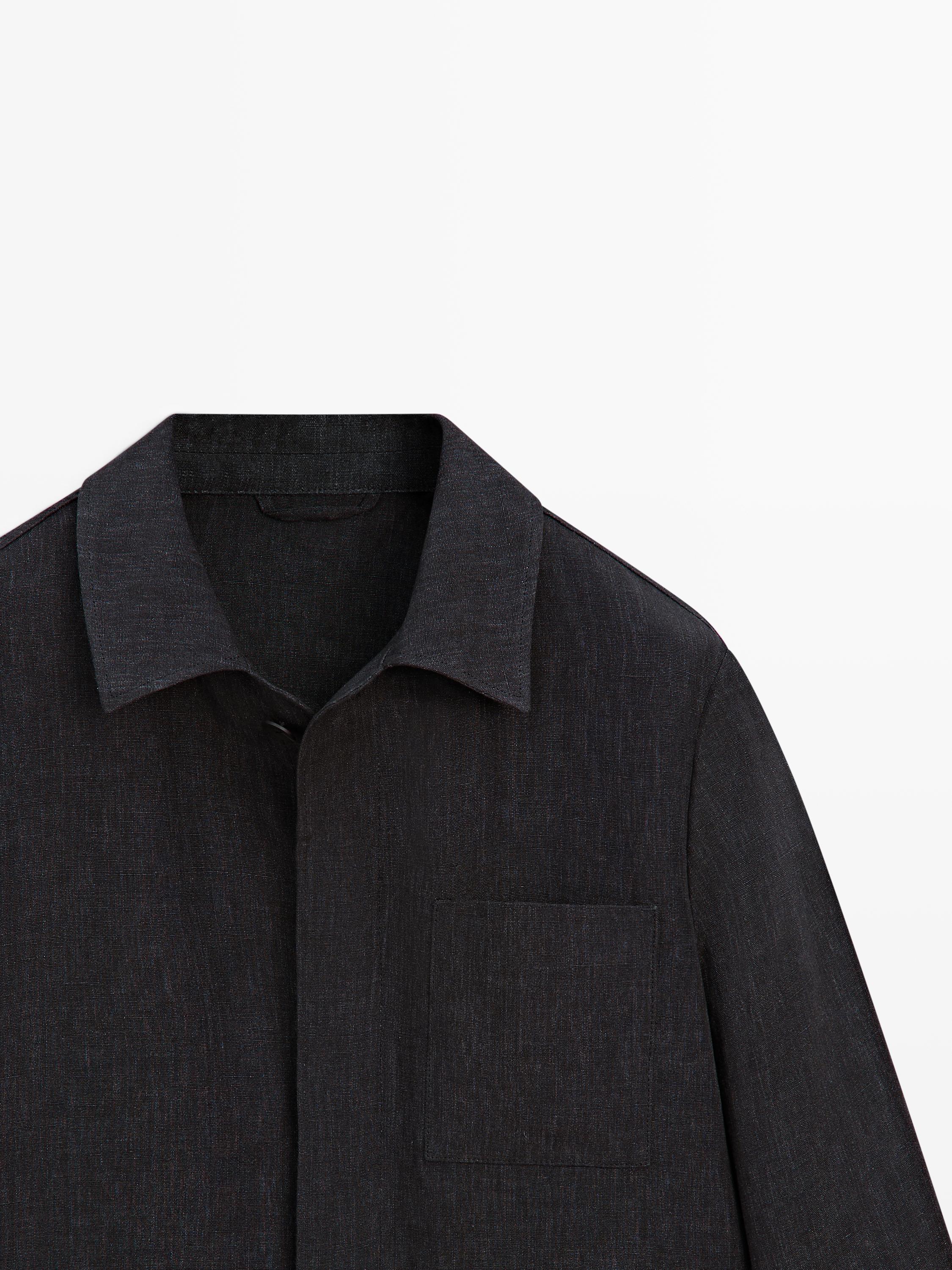 Total look linen jacket with flecked detail — DARK BLUE