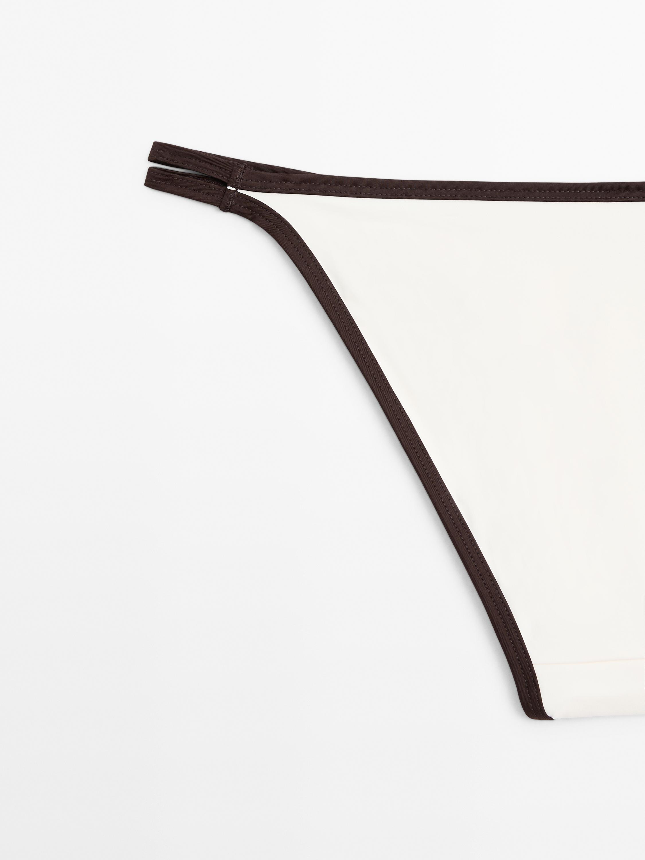 Contrast double strap bikini bottoms