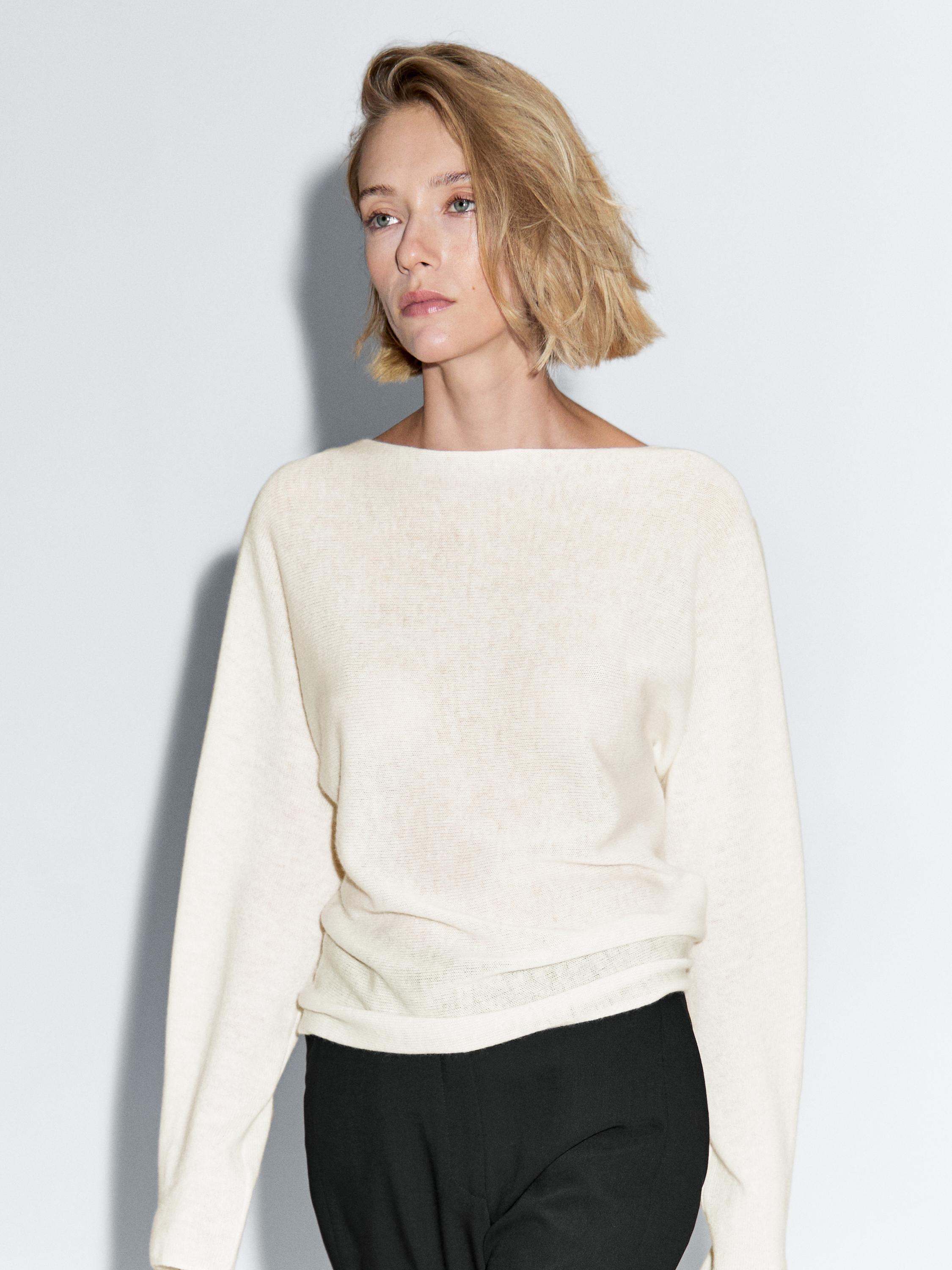 Boat neck knit sweater