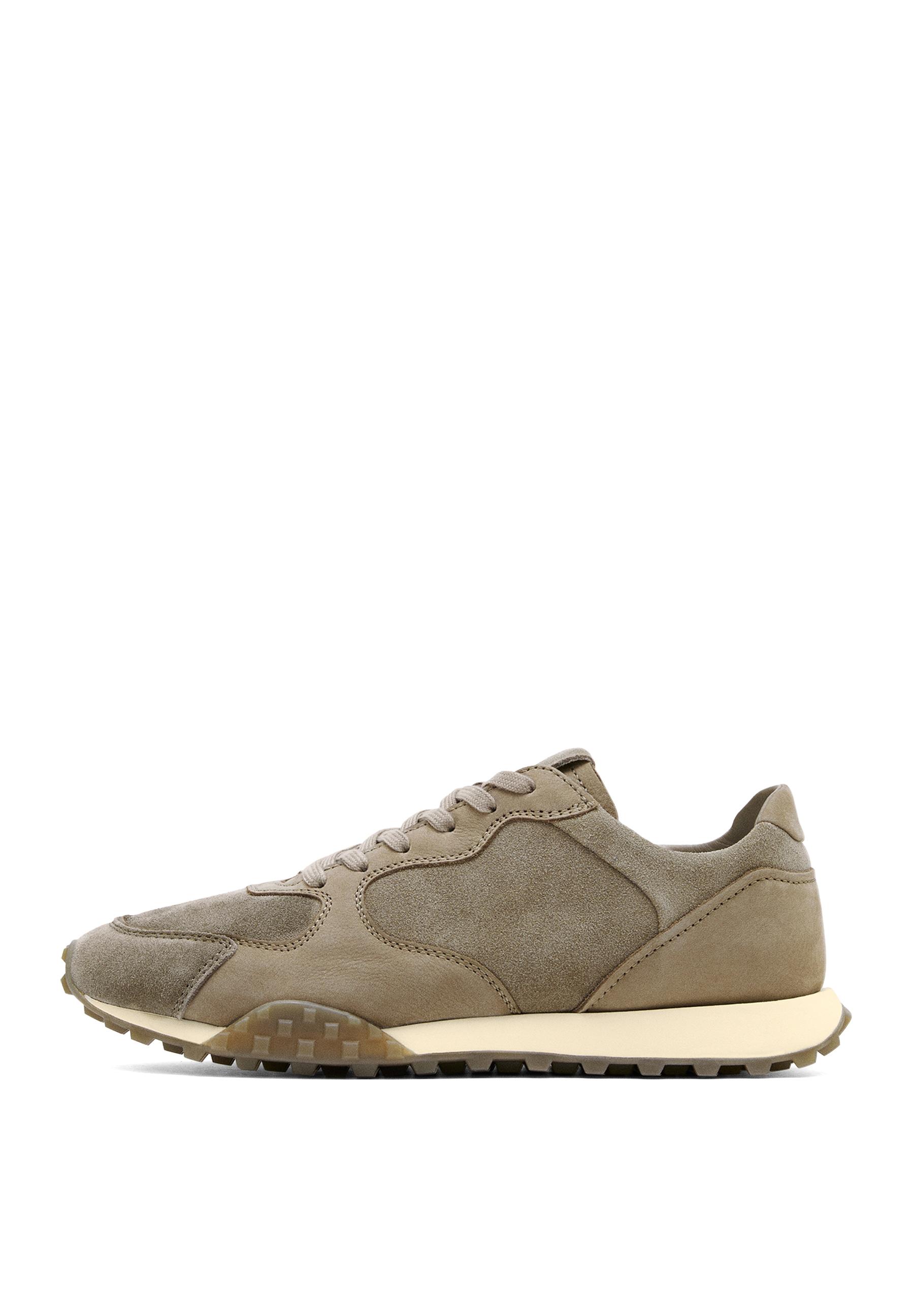 Contrast leather trainers — MINK