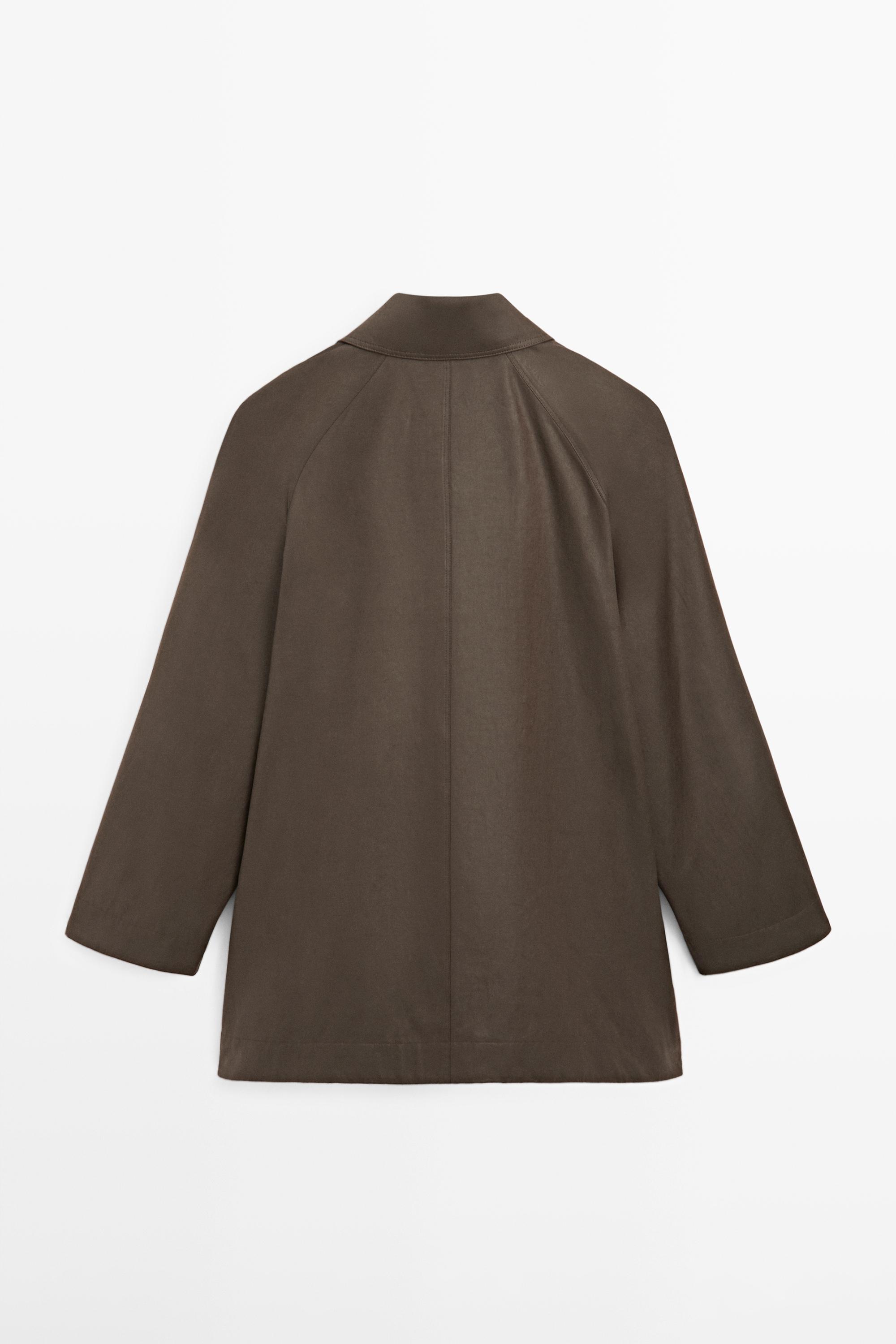 Long parka with pocket details — MOLE BROWN