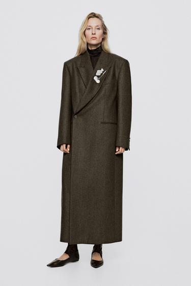 Oversize double-breasted long coat - LIMITED EDITION — OLIVE 1