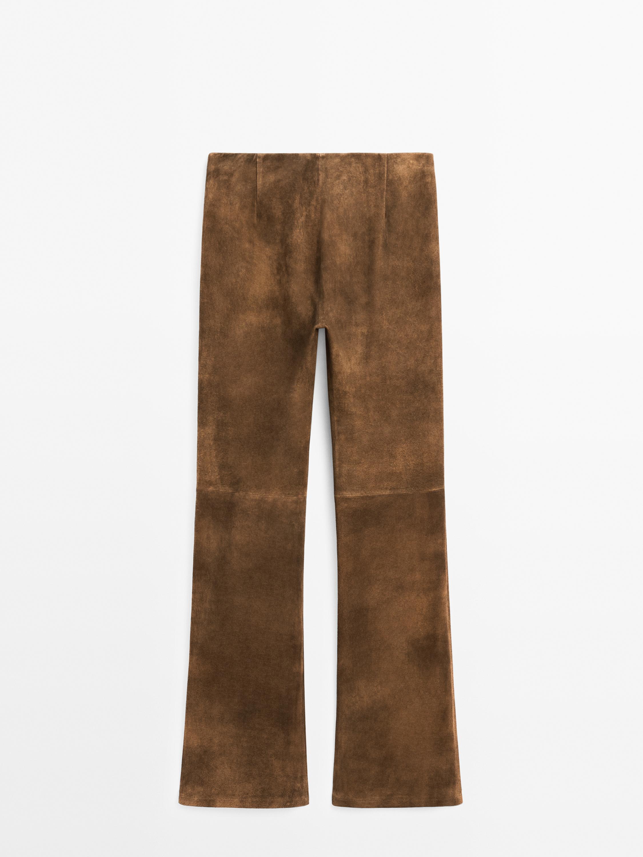 Flared suede leather trousers · Brown · Bags And Backpacks