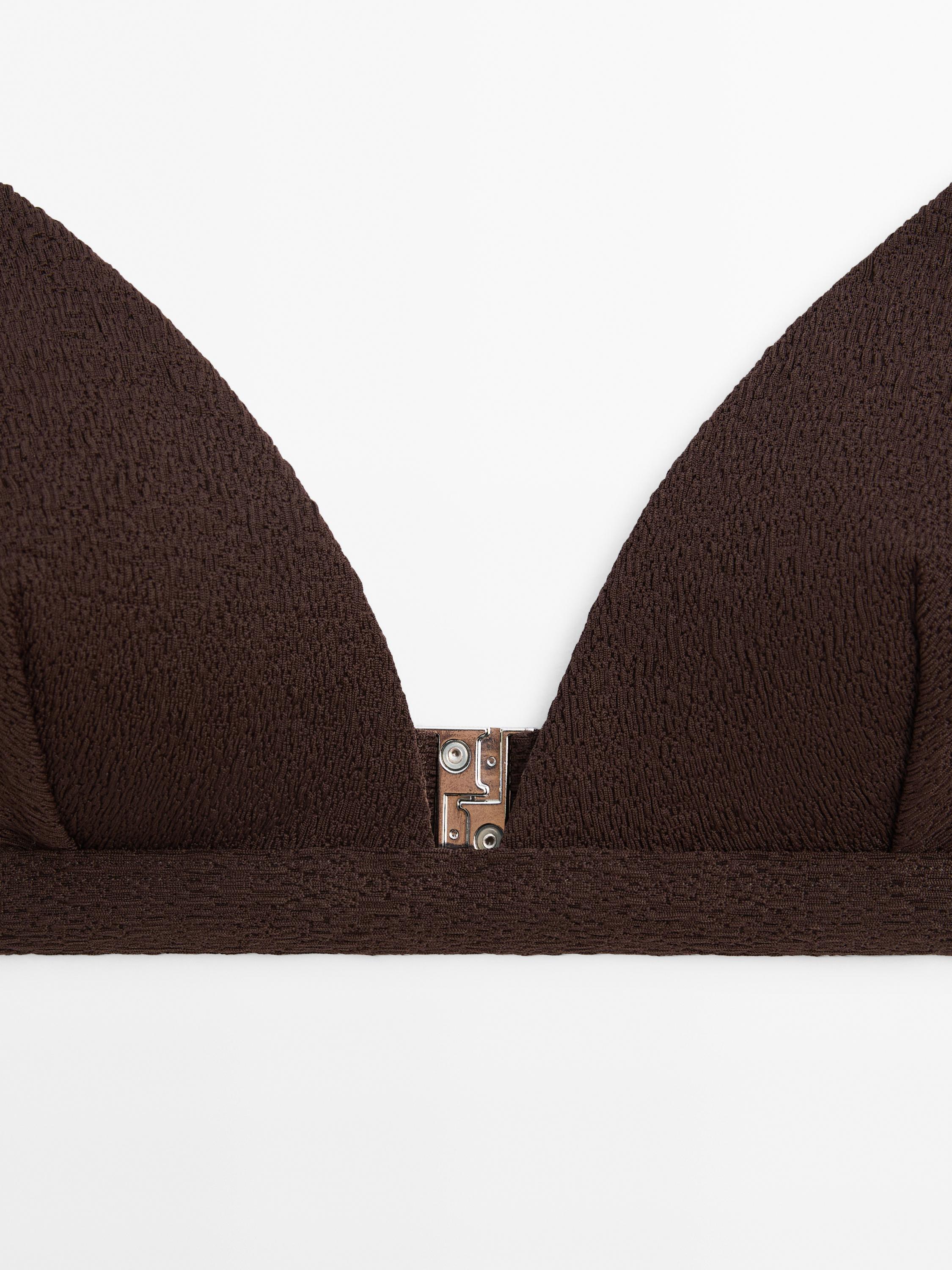 Textured triangle bikini top