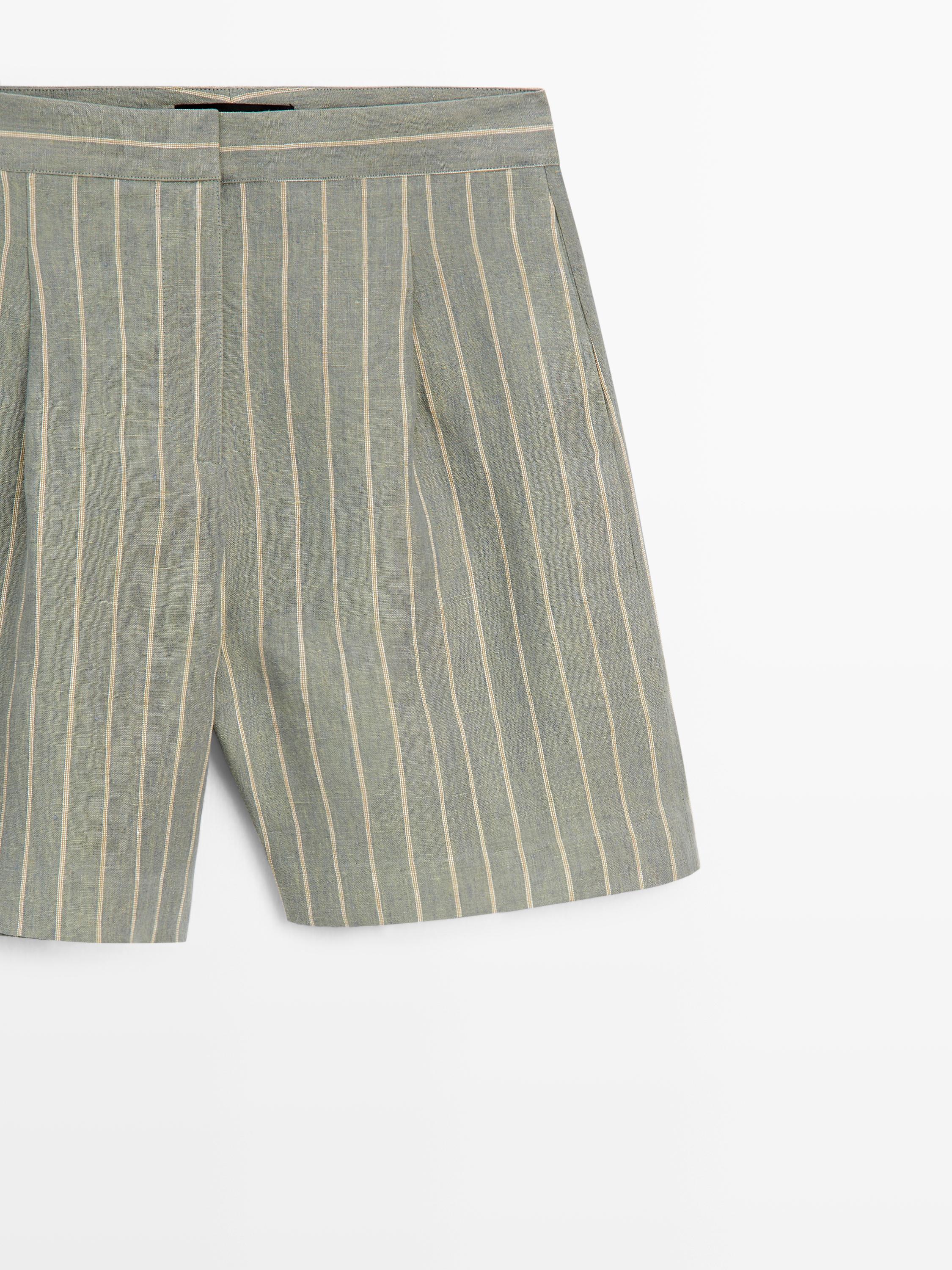 Short linen Bermuda shorts — PISTACHIO