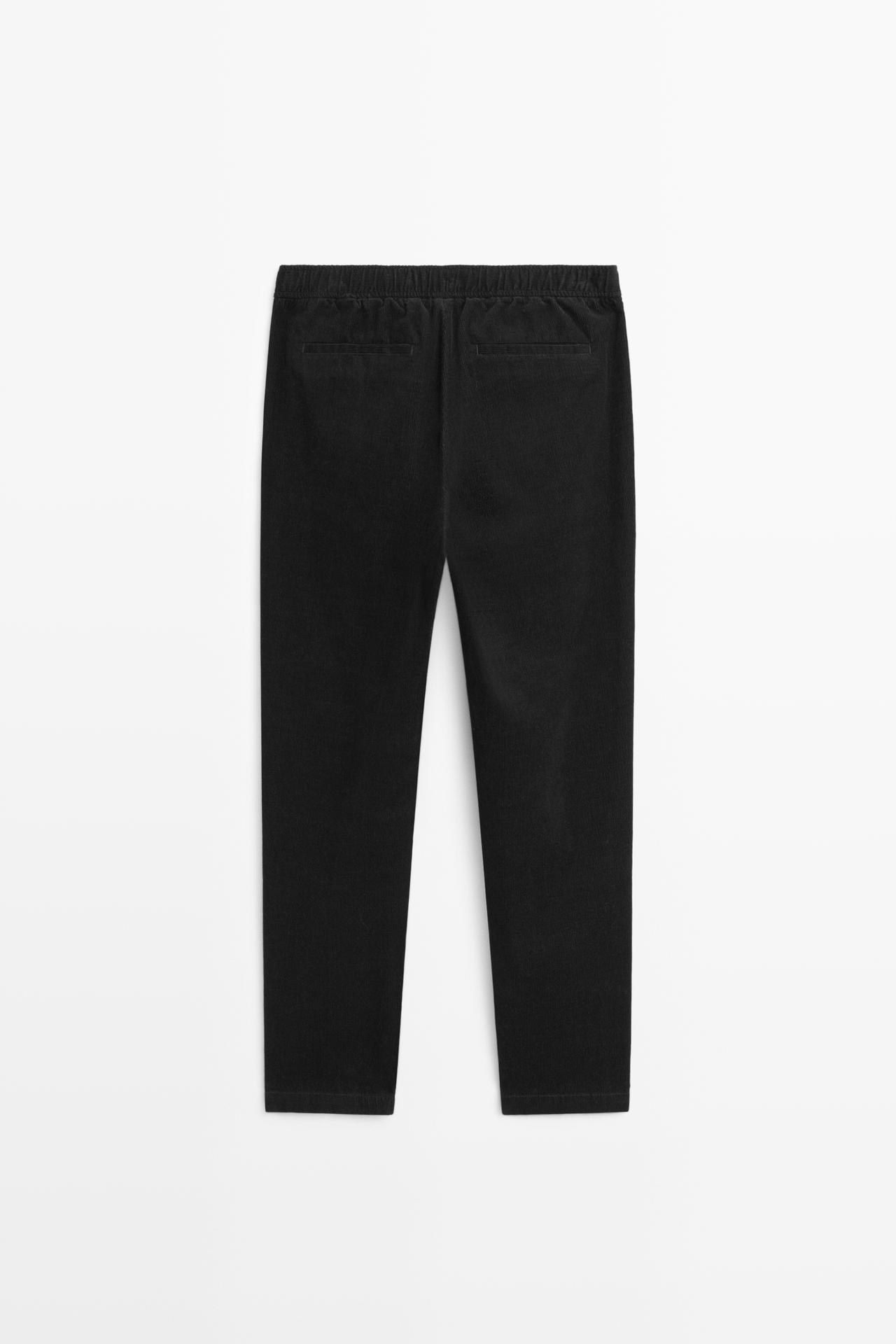 Corduroy jogger fit pants — BLACK