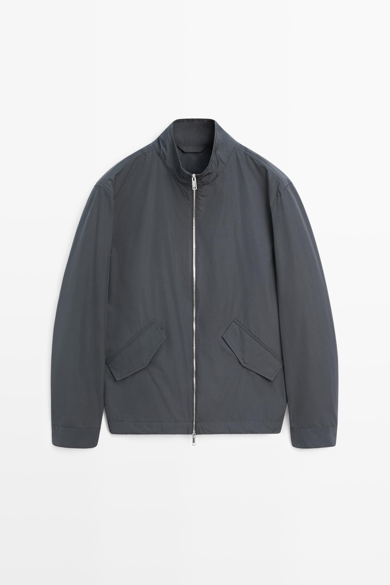 High neck jacket with pocket details — DARK GREY