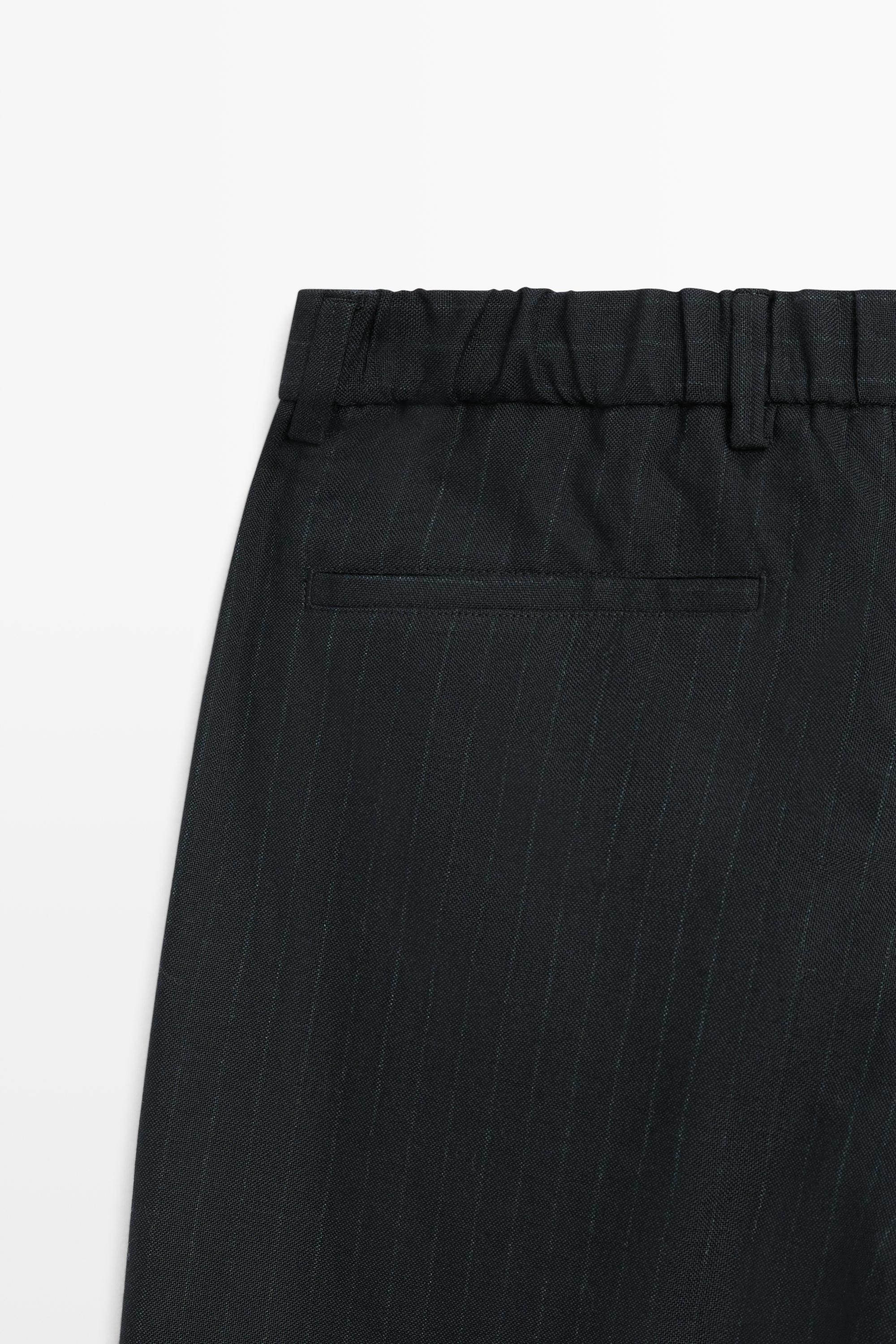 100% wool striped relaxed fit trousers — NAVY BLUE