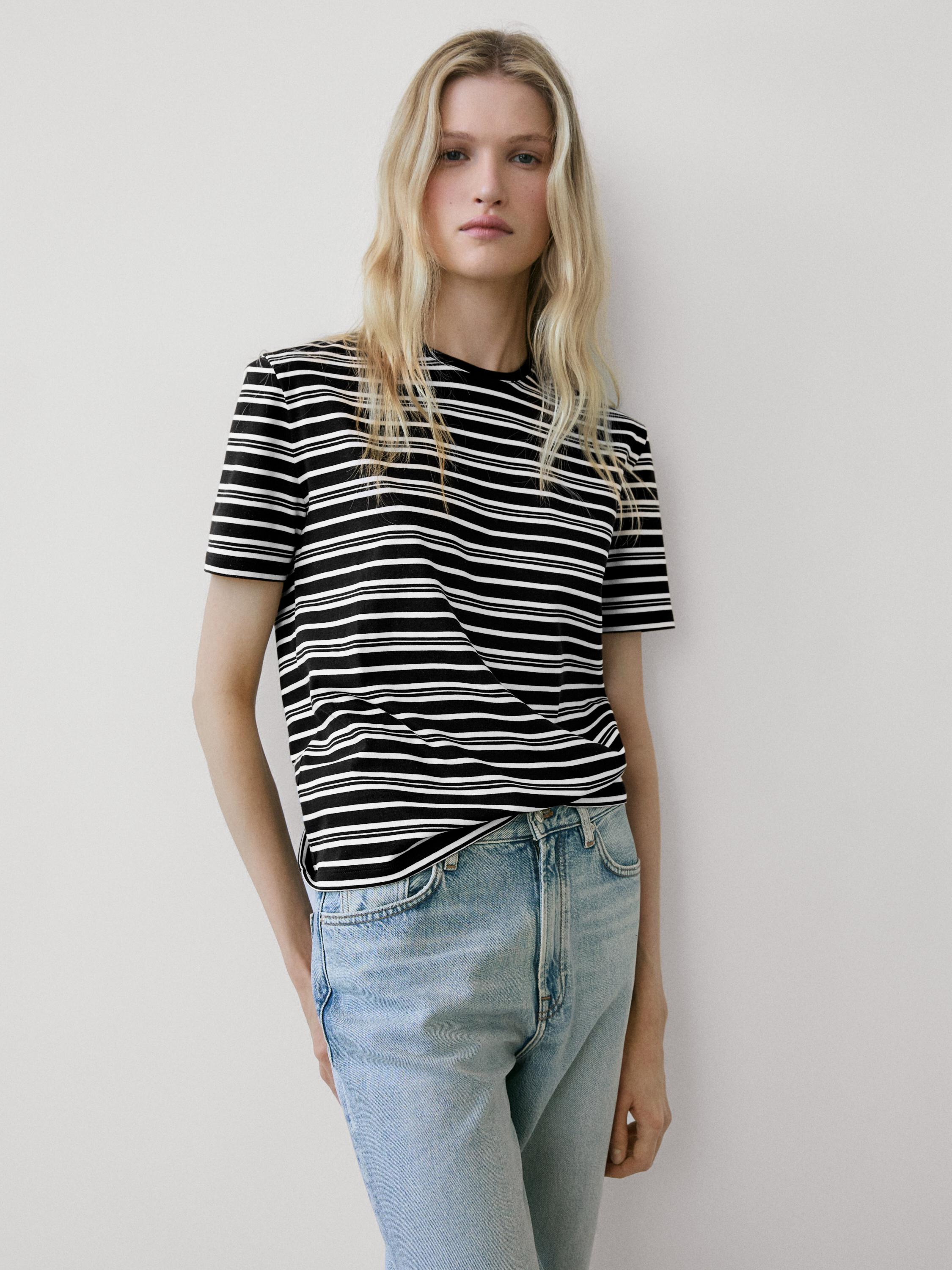 Striped short sleeve T-shirt — BROWN