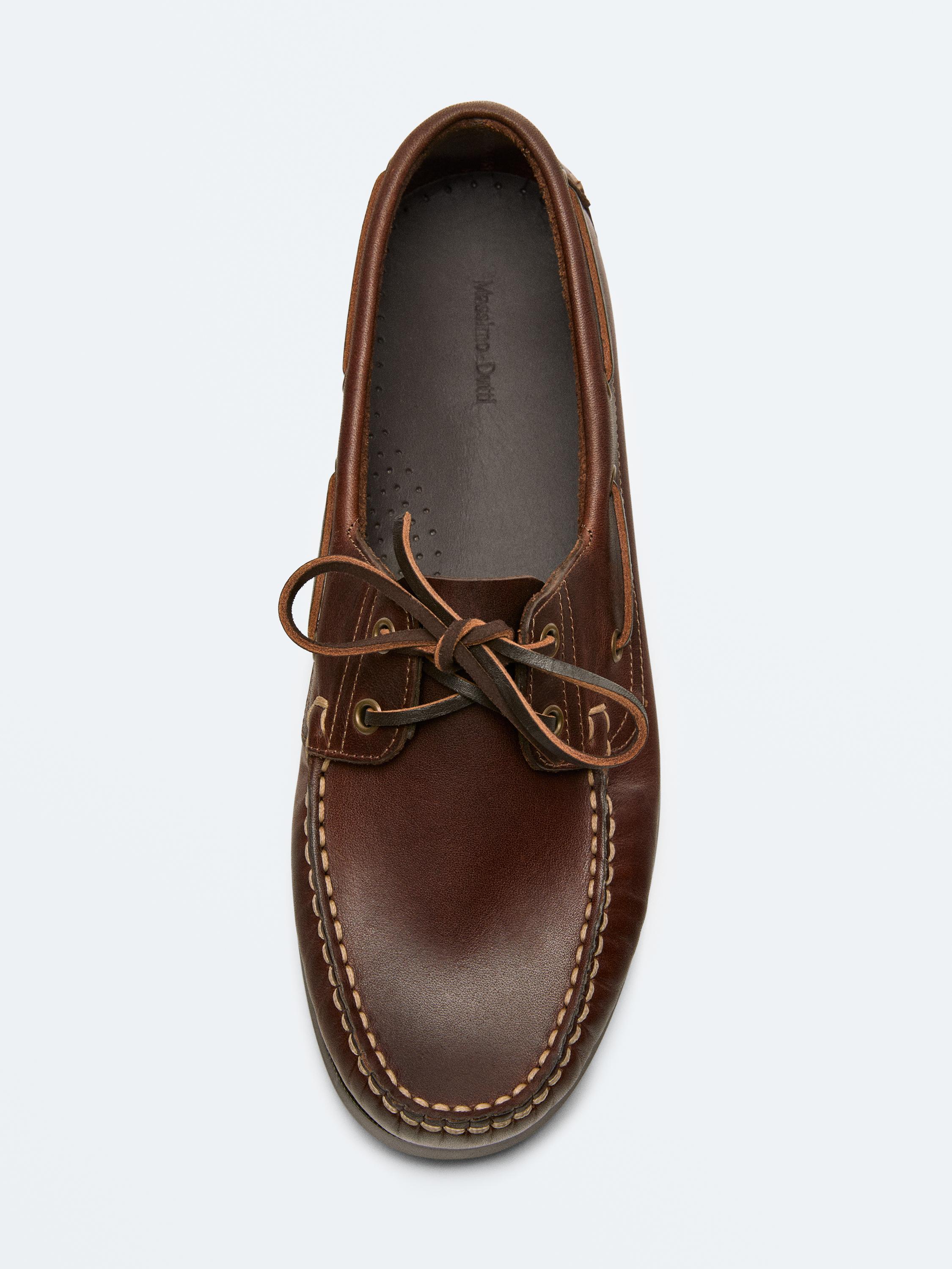 Leather deck shoes — TAN