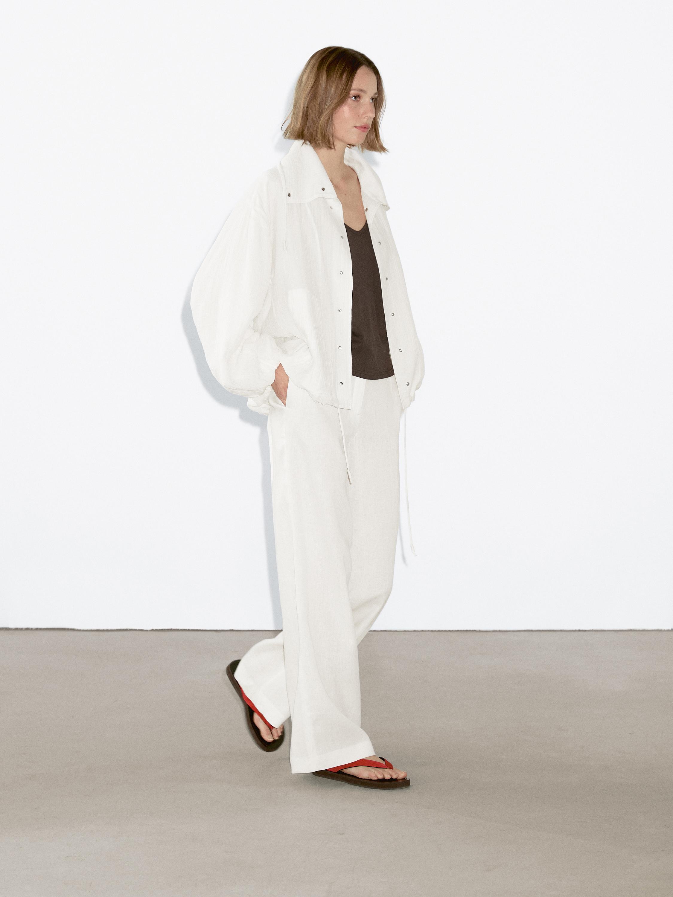 Flowing bomber jacket with voluminous detail