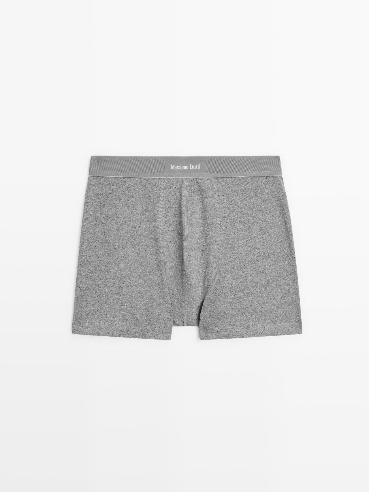 Massimo Dutti - Herre - Boxershorts Med Logo Linning - Grå - L
