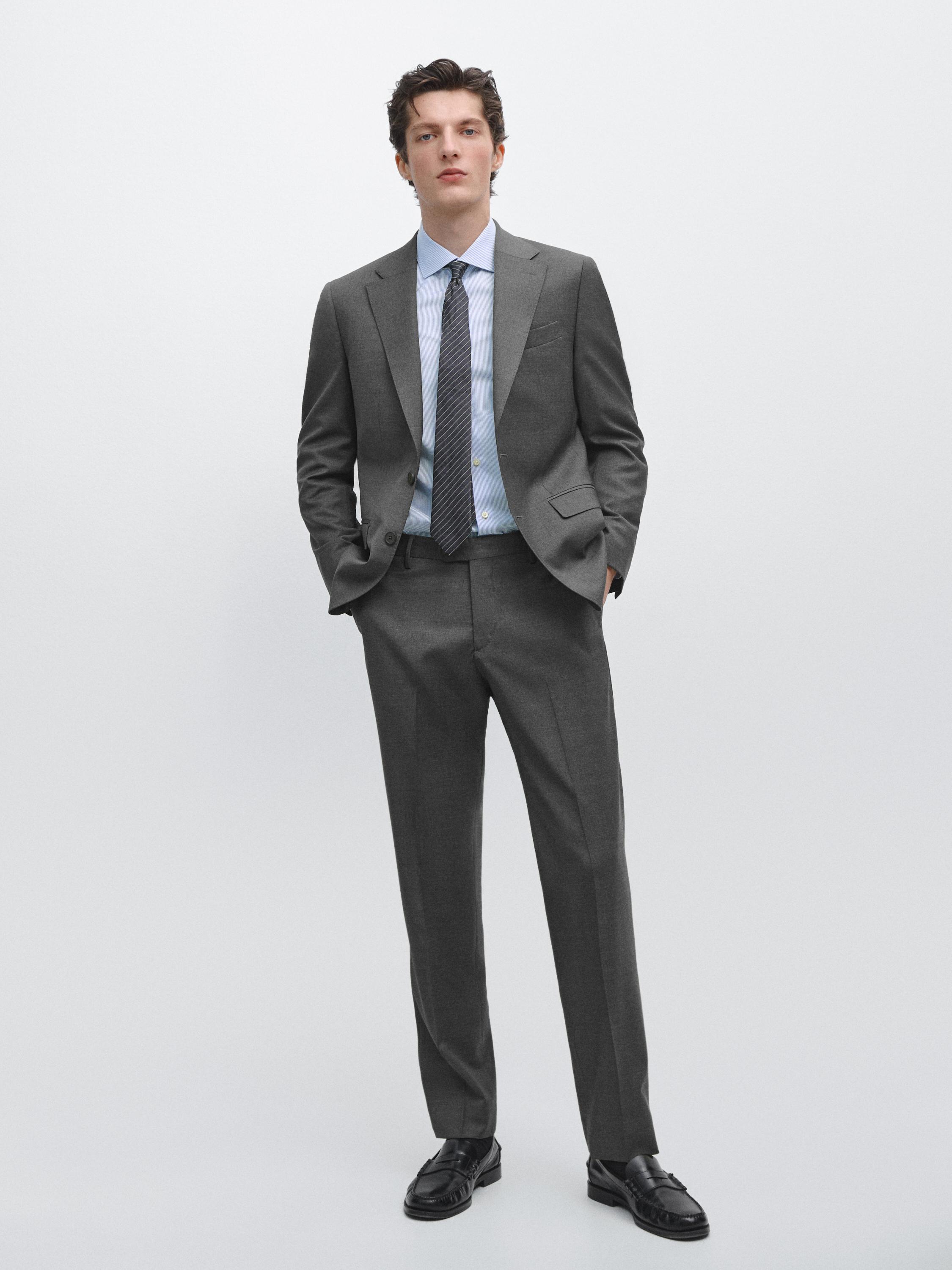 100% cool wool suit blazer — GREY