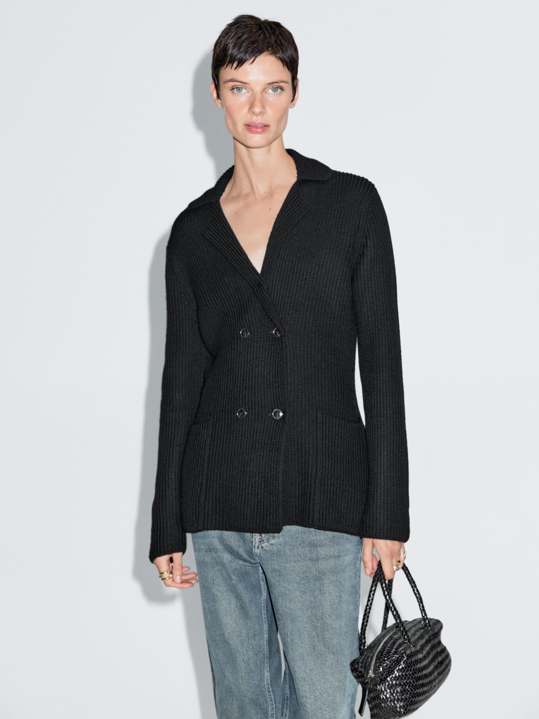 Double-breasted cardigan, 100% wool