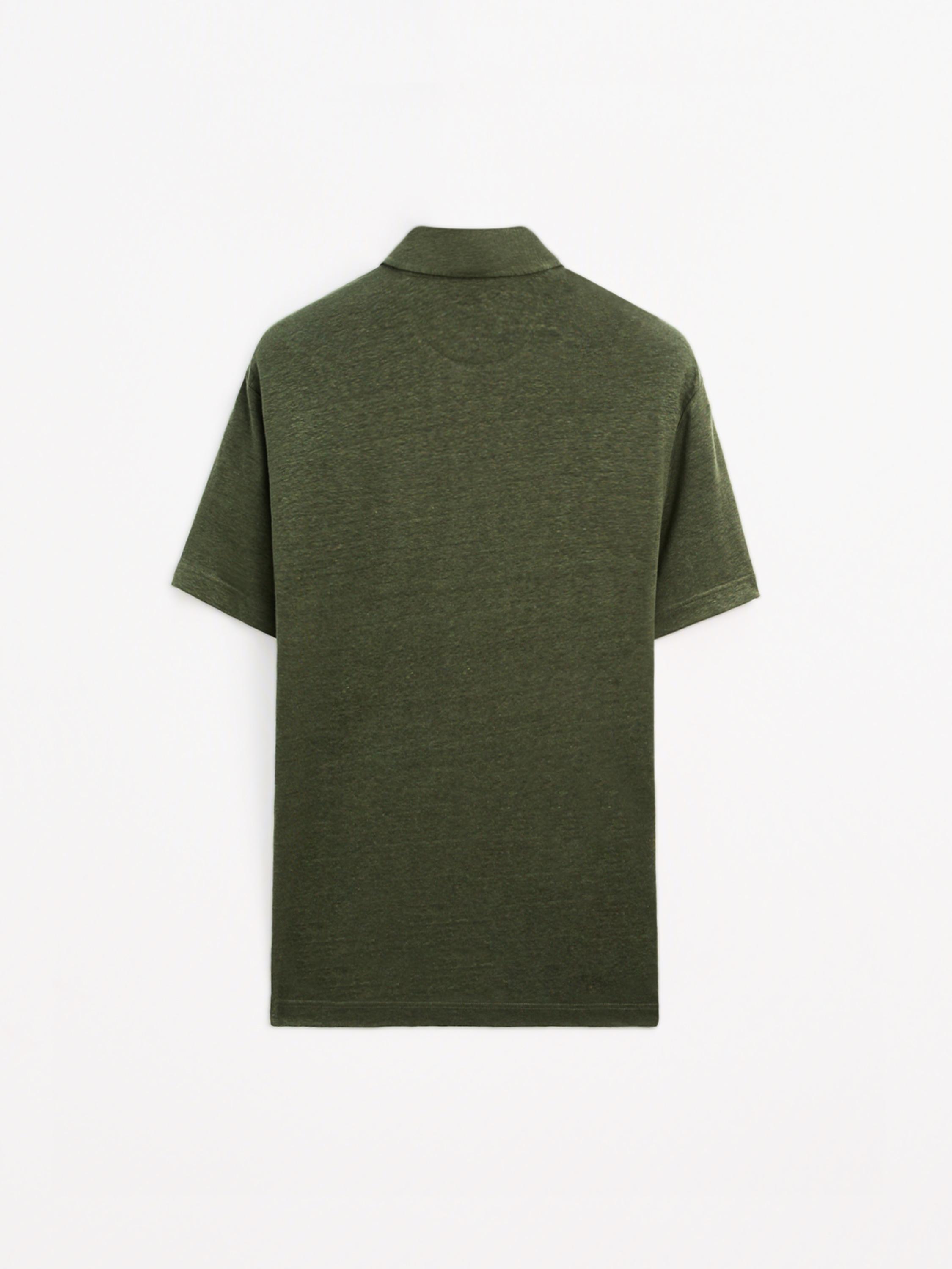 100% linen short sleeve polo shirt