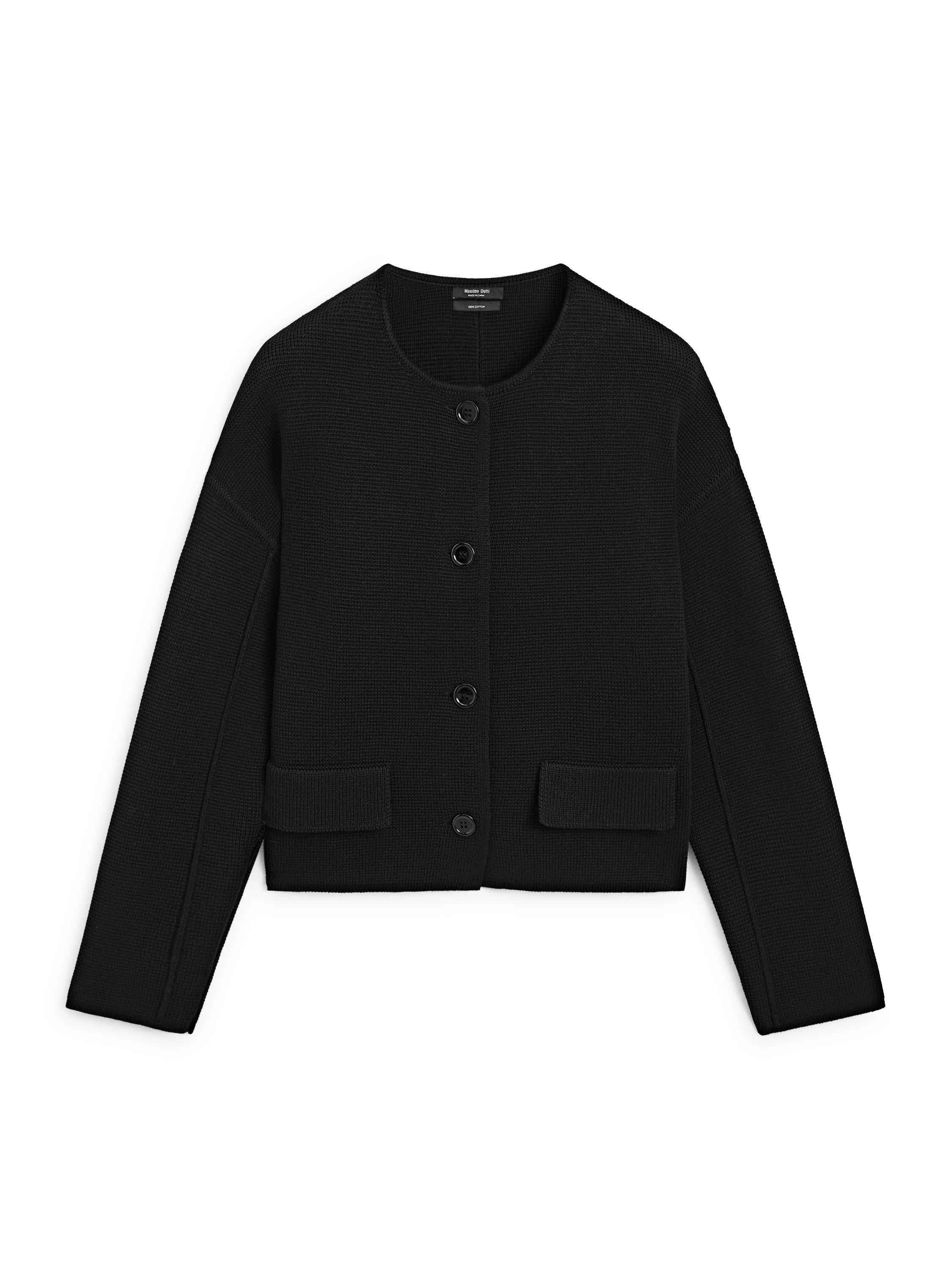 Massimo Dutti マッシモドゥッティ　カーディガン Cotton knit cardigan · Black · Cardigan | Massimo Dutti
